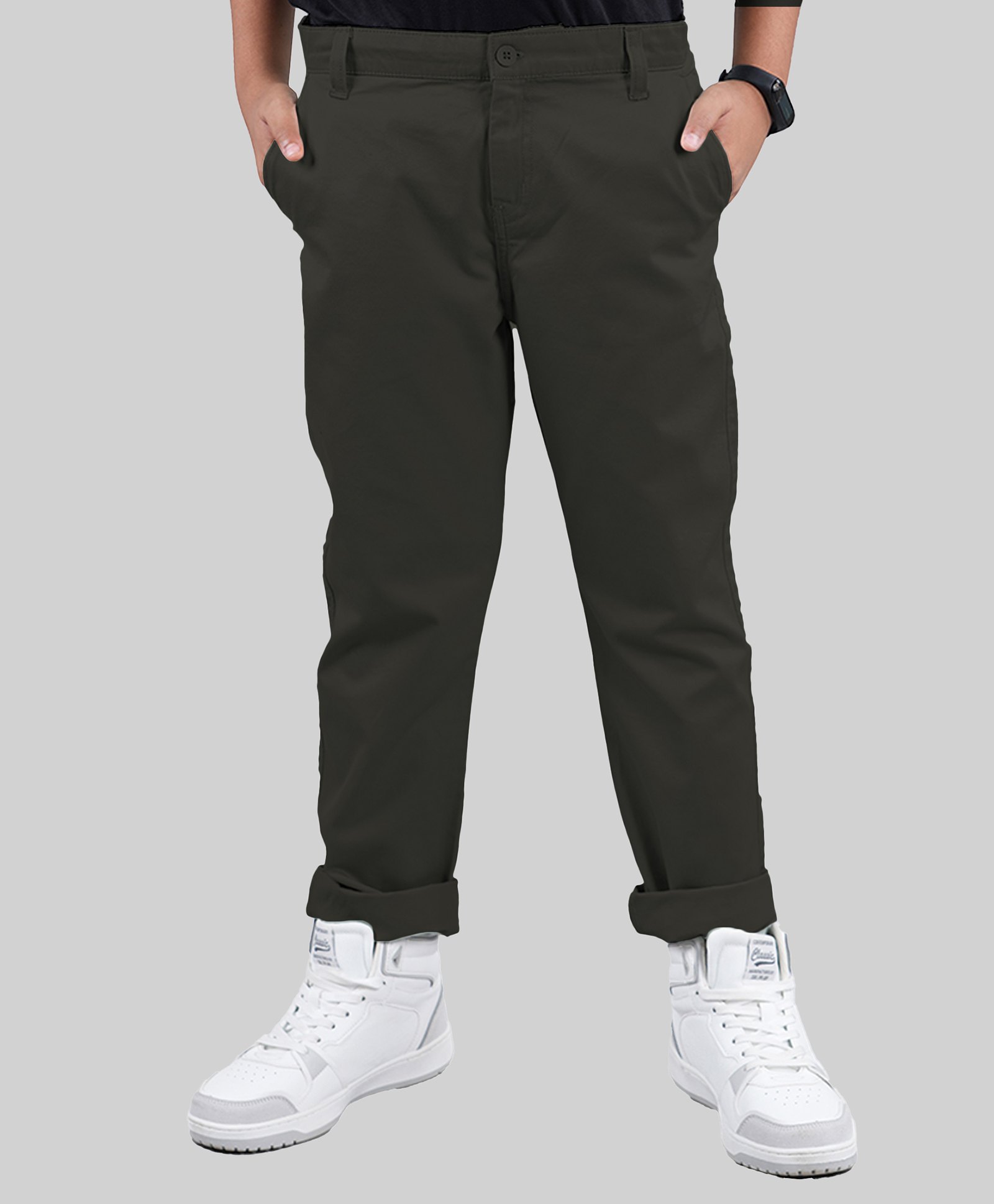 Kiddopanti Cotton Solid Pant - Dark Grey-picture-25