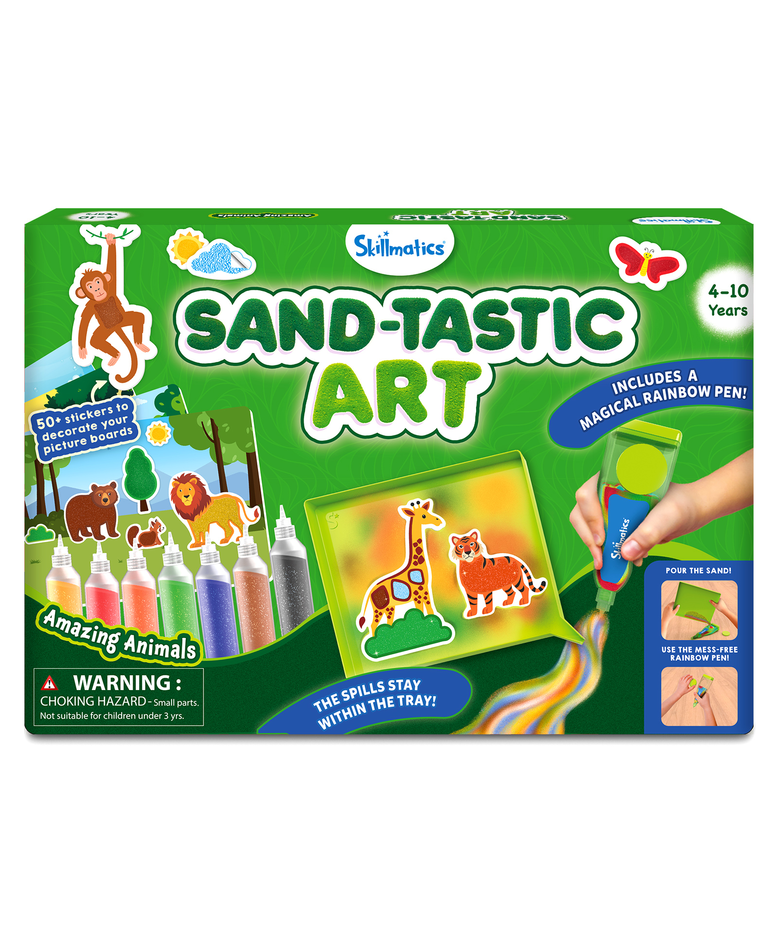 Skillmatics Art & Craft Activity - Sand-Tastic Art Animals, Mess-Free Sand Art for Kids, Craft Kits & Supplies, DIY Creative Activity, Gifts for Girls & Boys Ages 4, 5, 6, 7, 8, 9, 10