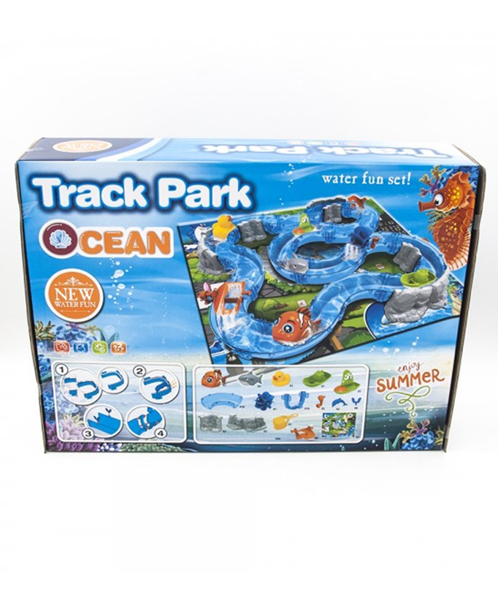 Azhari Ocean Track Park - 93 Pcs New Water Fun Game Set - Water Slide with Fish for Kids Color May Vary-image-1