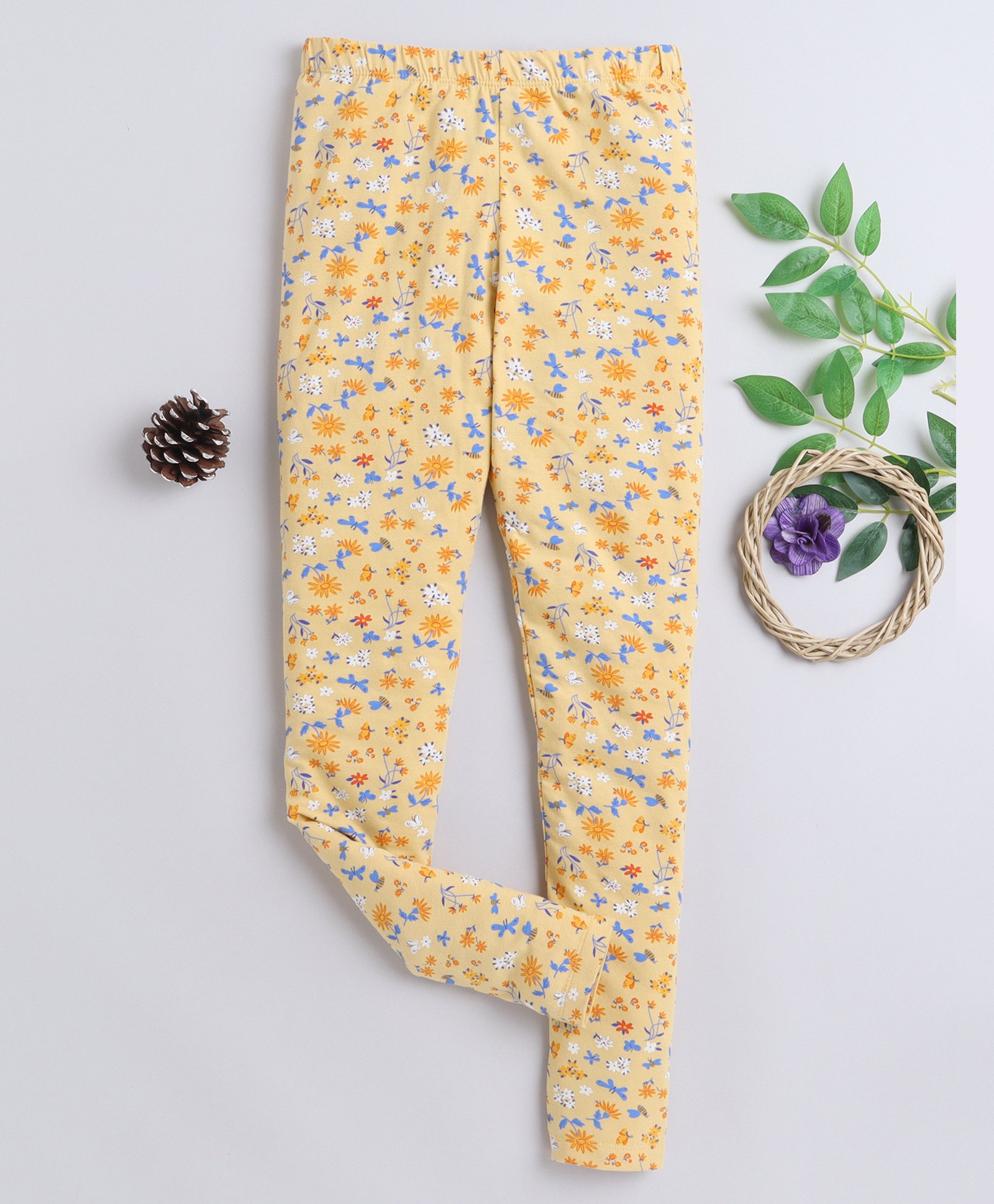 BABY NATION FloralPrinted Leggings - Yellow-picture-20