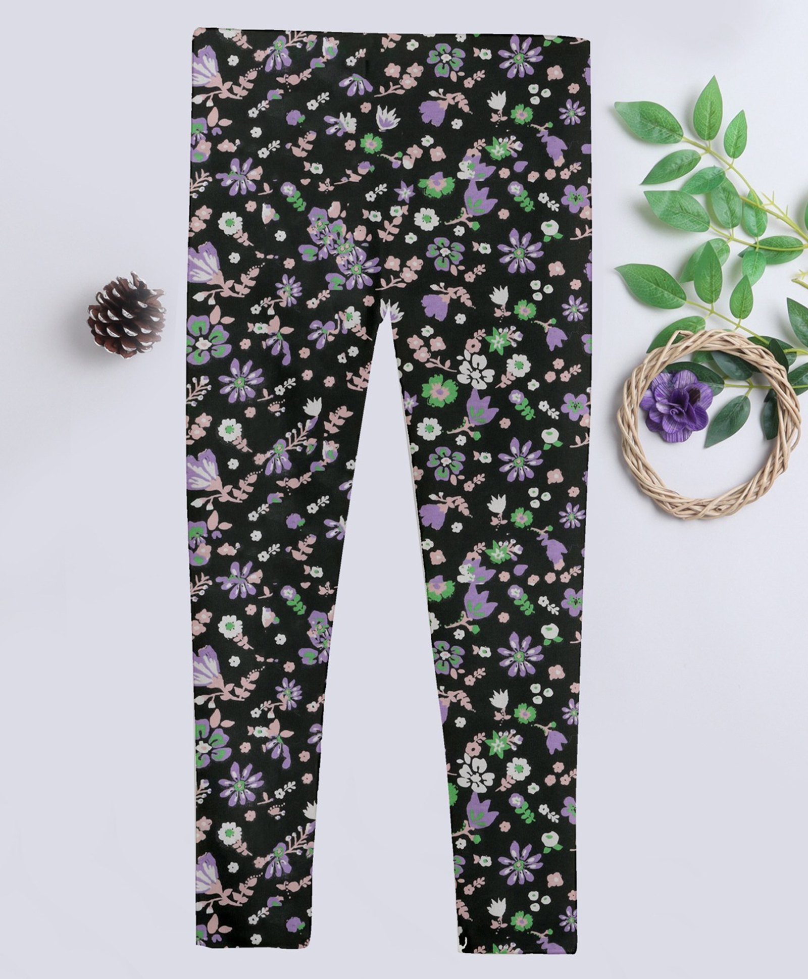 BABY NATION Leaves Printed Leggings - Dark Green-picture-17