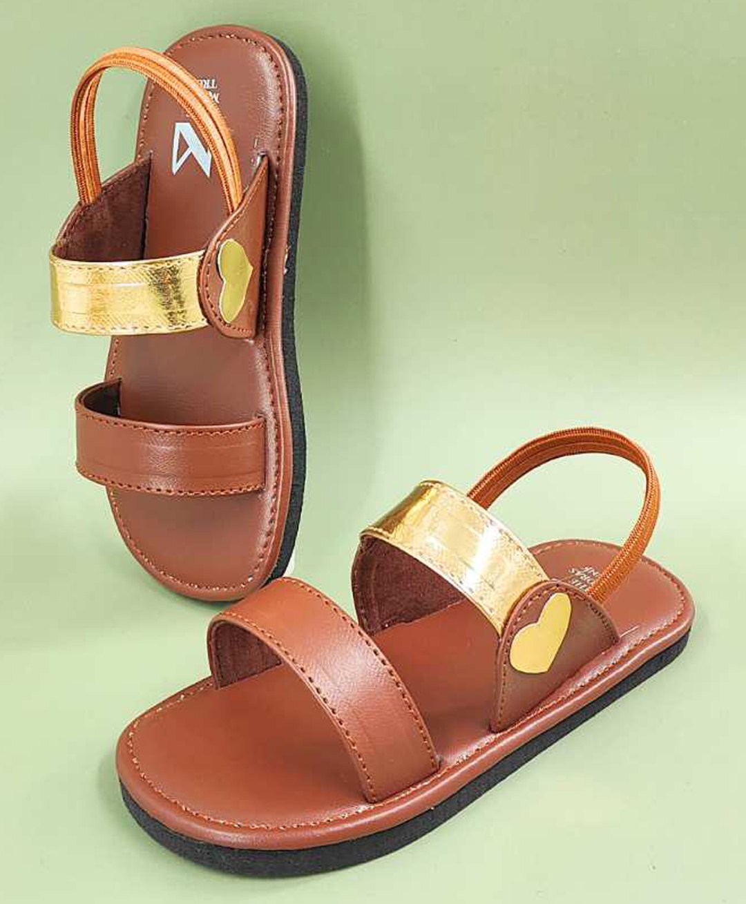 The Madras Trunk Heart Designed Colour Blocked Sandals - Brown-picture-37