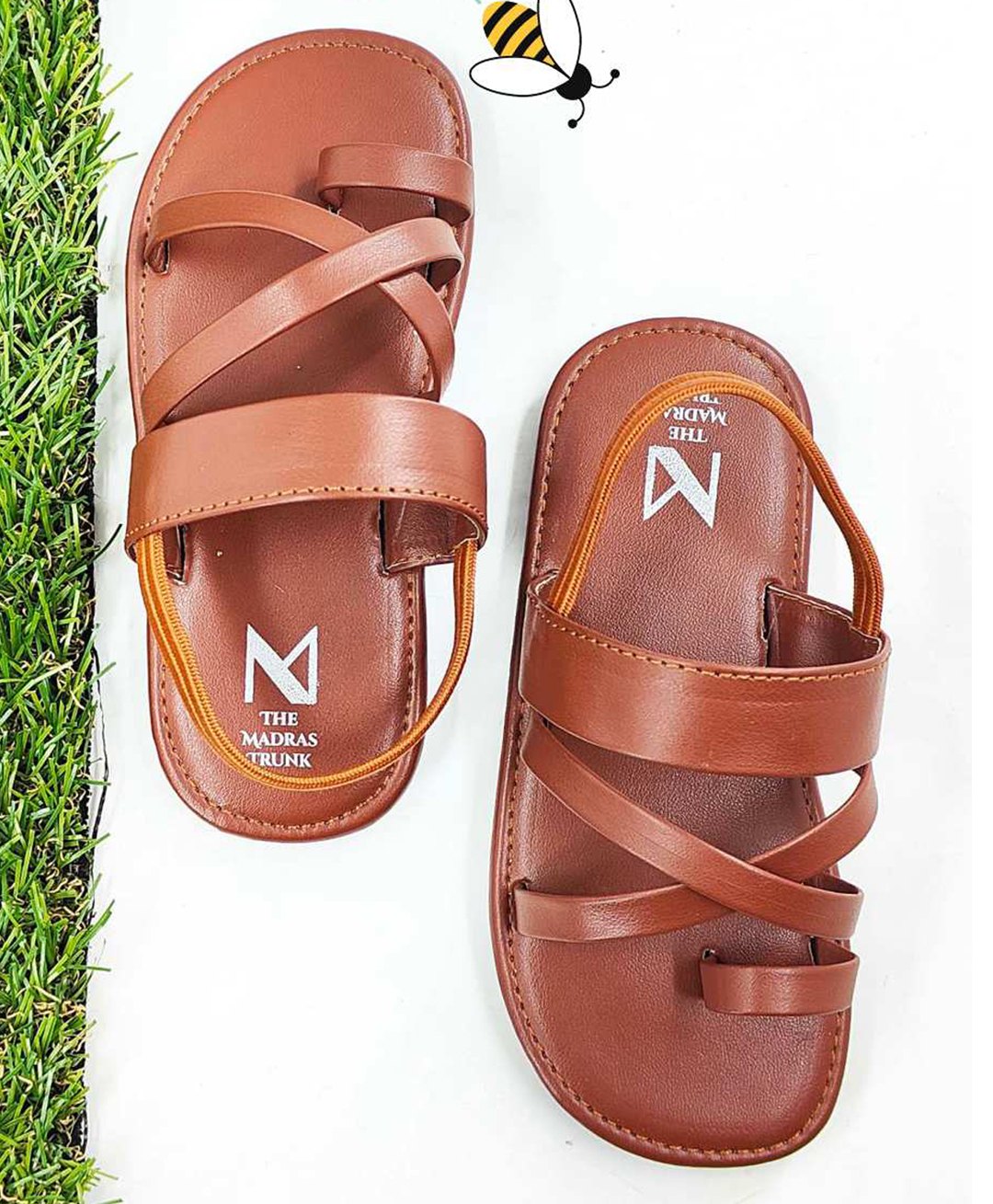 The Madras Trunk Strap Detailed  Sandals - Brown-image-40