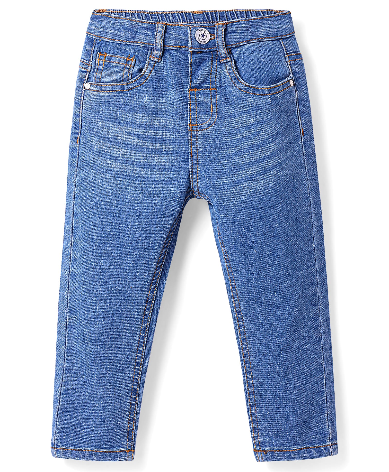 Babyhug Full Length Washed Jeans with Stretch - Blue-picture-21