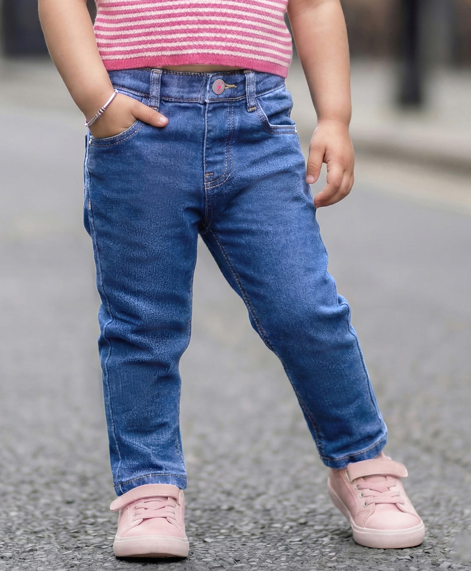 Babyhug Full Length Washed Denim Jeans with Stretch - Blue-picture-14