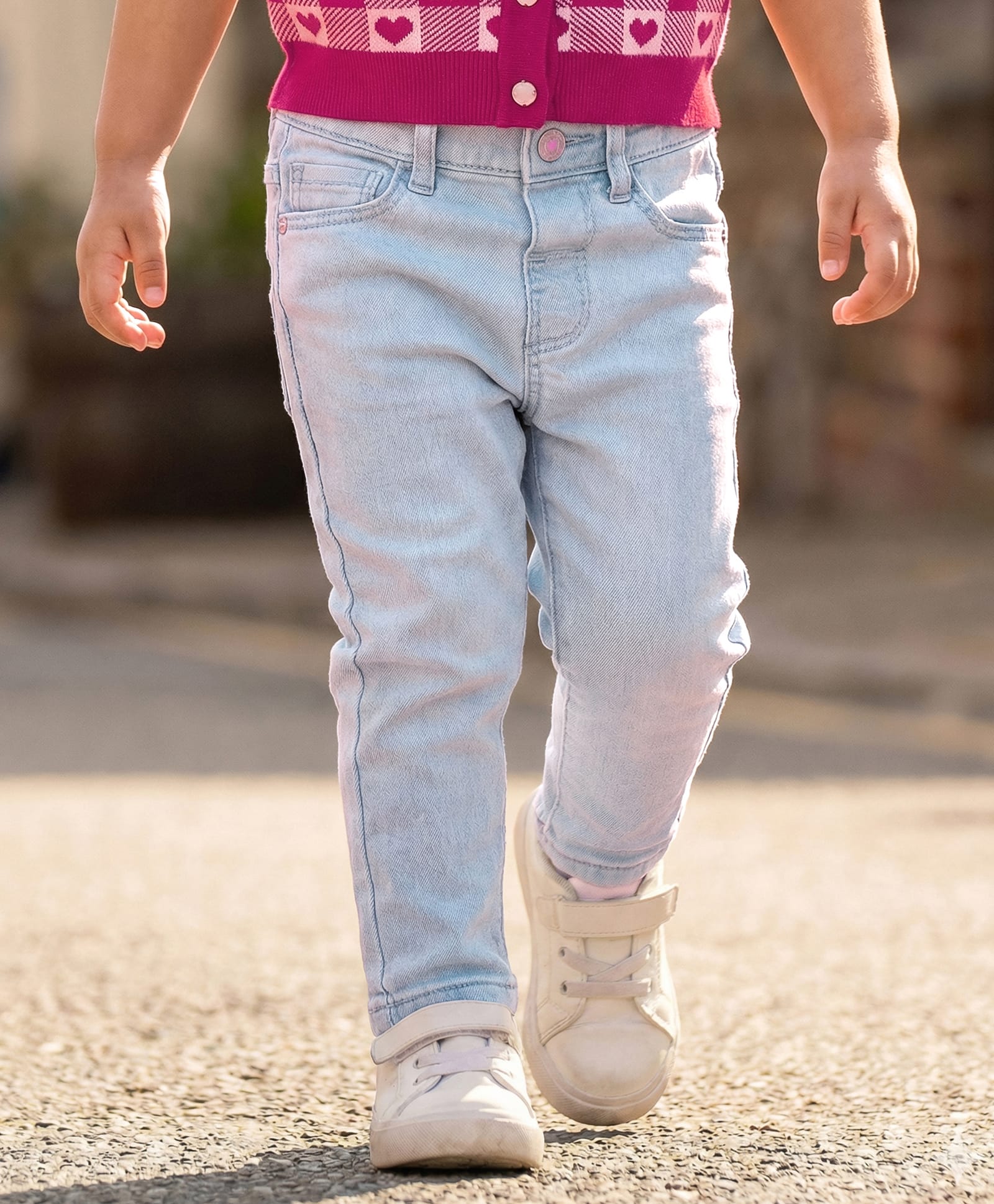 Babyhug Full Length Washed Denim Jeans with Stretch - Light Blue-picture-35