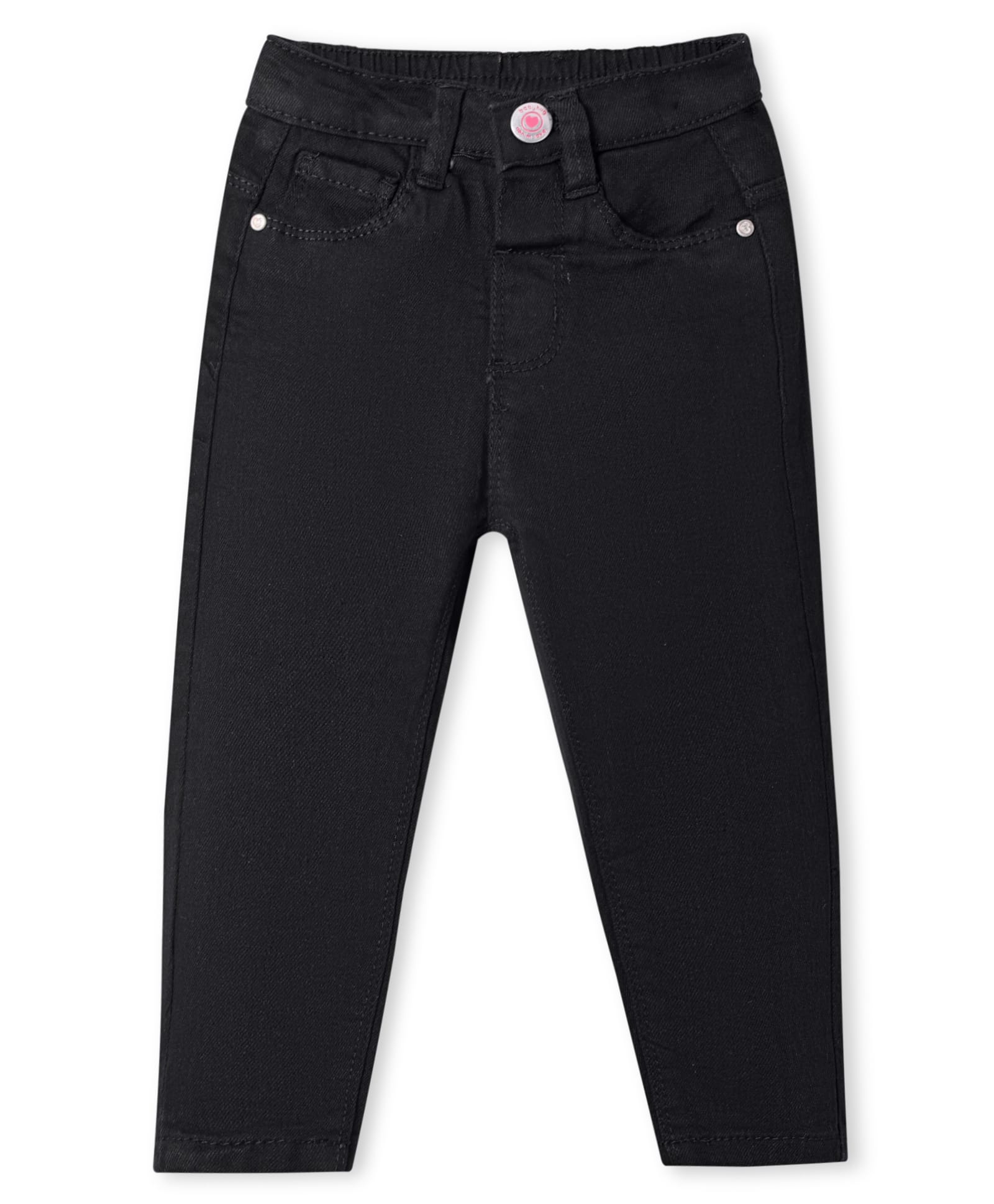 Babyhug Full Length Washed Denim Stretch Jeans - Black-image-46