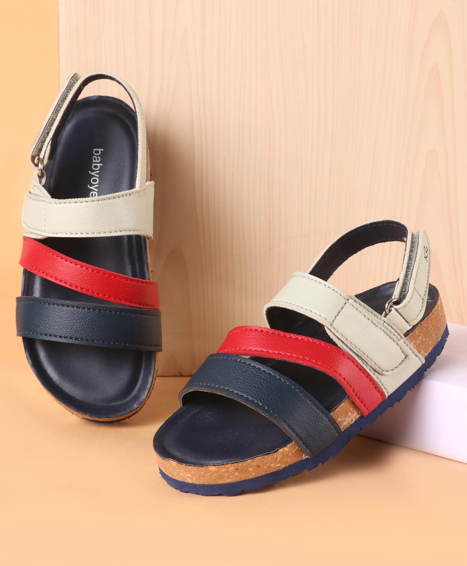 Babyoye Sandals with Velcro Closure Solid Colour - Navy Blue-image-46