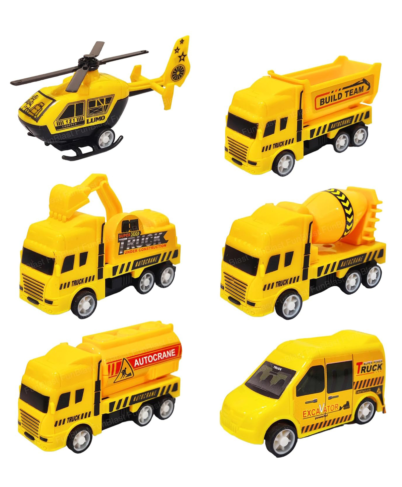 Bunie Pull Back Mini Construction Vehicle Toys Playset for Kids Pack of 6 - Yellow-picture-11