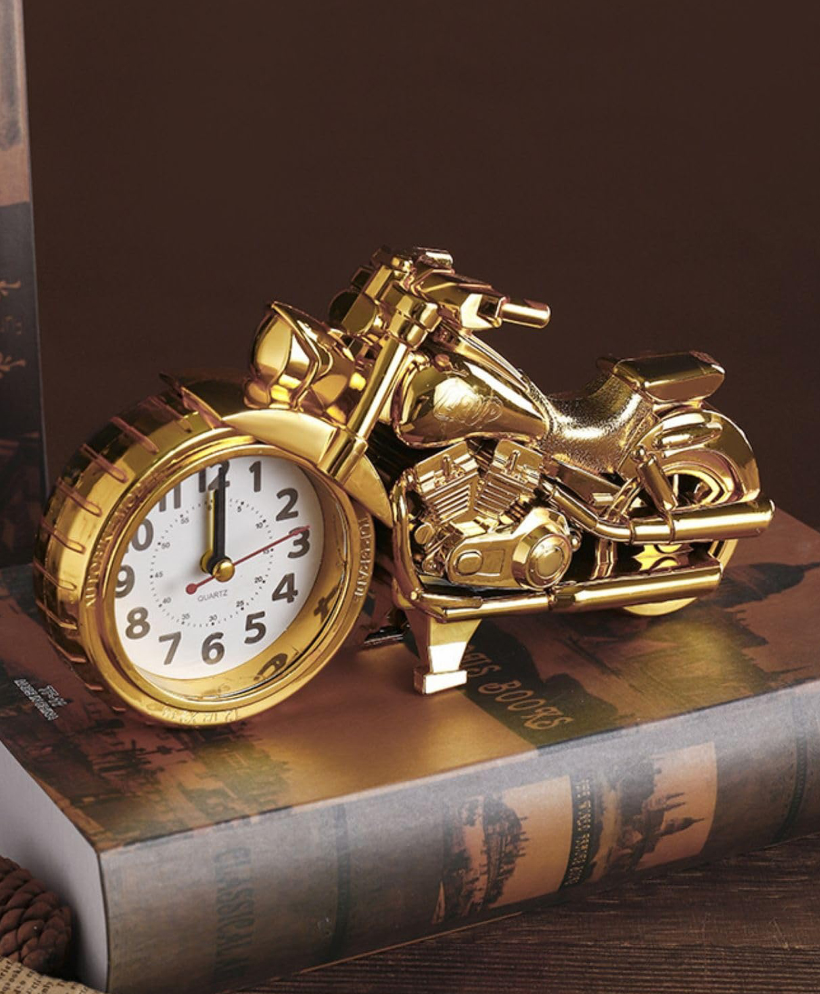 Bunie Bike Shaped Retro Alarm Clock for Bedroom, Living Room, Home, OfficeGolden-image-15