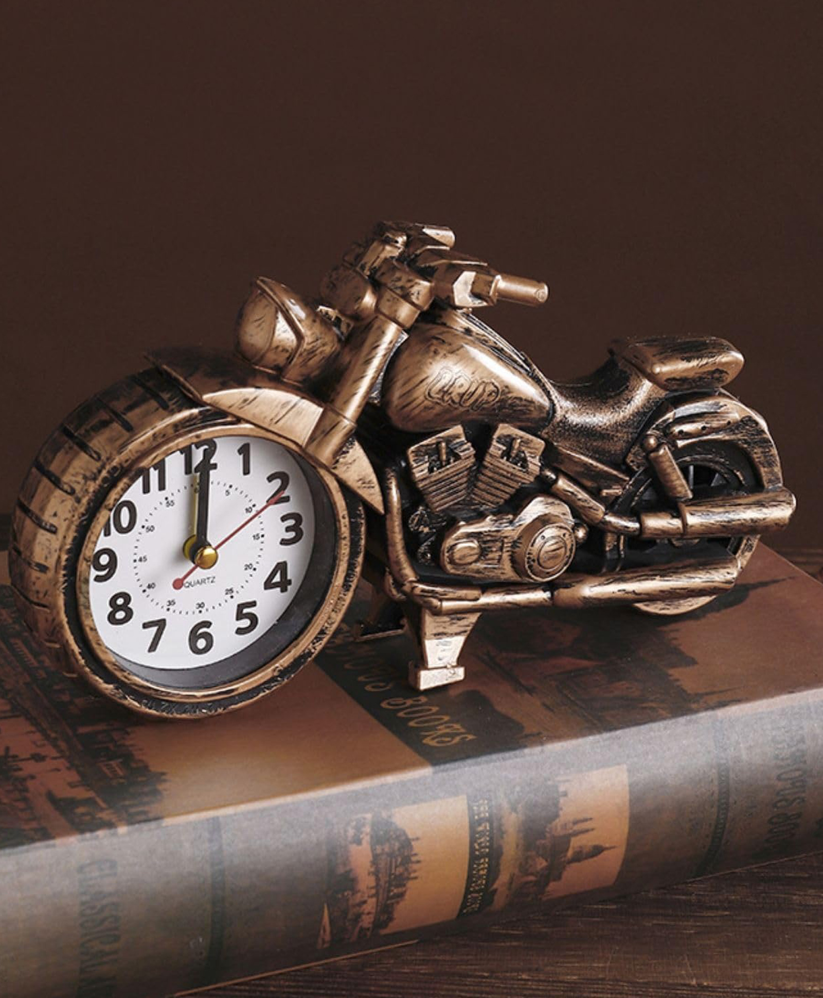 Bunie Bike Shaped Retro Alarm Clock for Bedroom, Living Room, Home, OfficeBrown-image-16