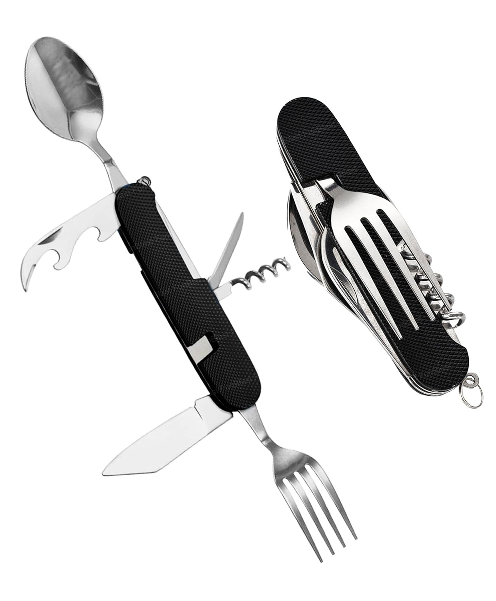 Bunie 6 in 1 Foldable Spoon Fork, Knife Set for TravelPack of 1 Black-picture-21