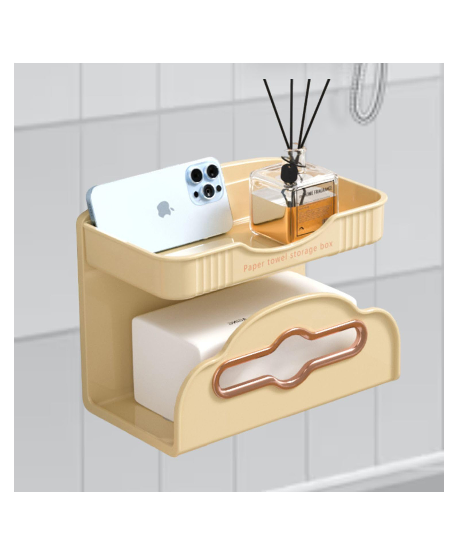 Bunie Wall Mount Tissue Paper Dispenser with Rack for Home OfficePack of 1 Beige-image-39