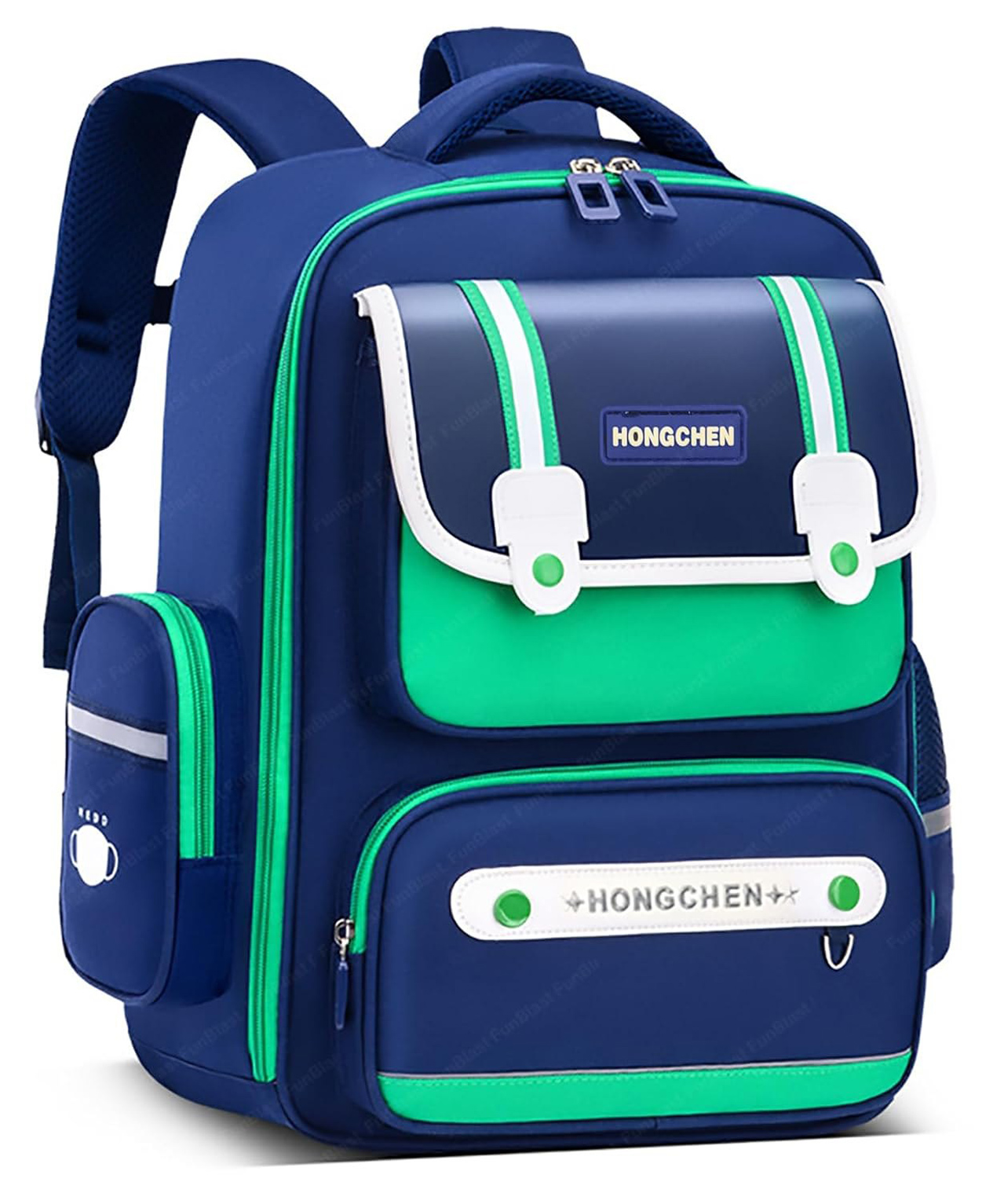 Bunie School Bag for Kids with Multiple Pockets Blue Green - Height 16 Inches-image-41