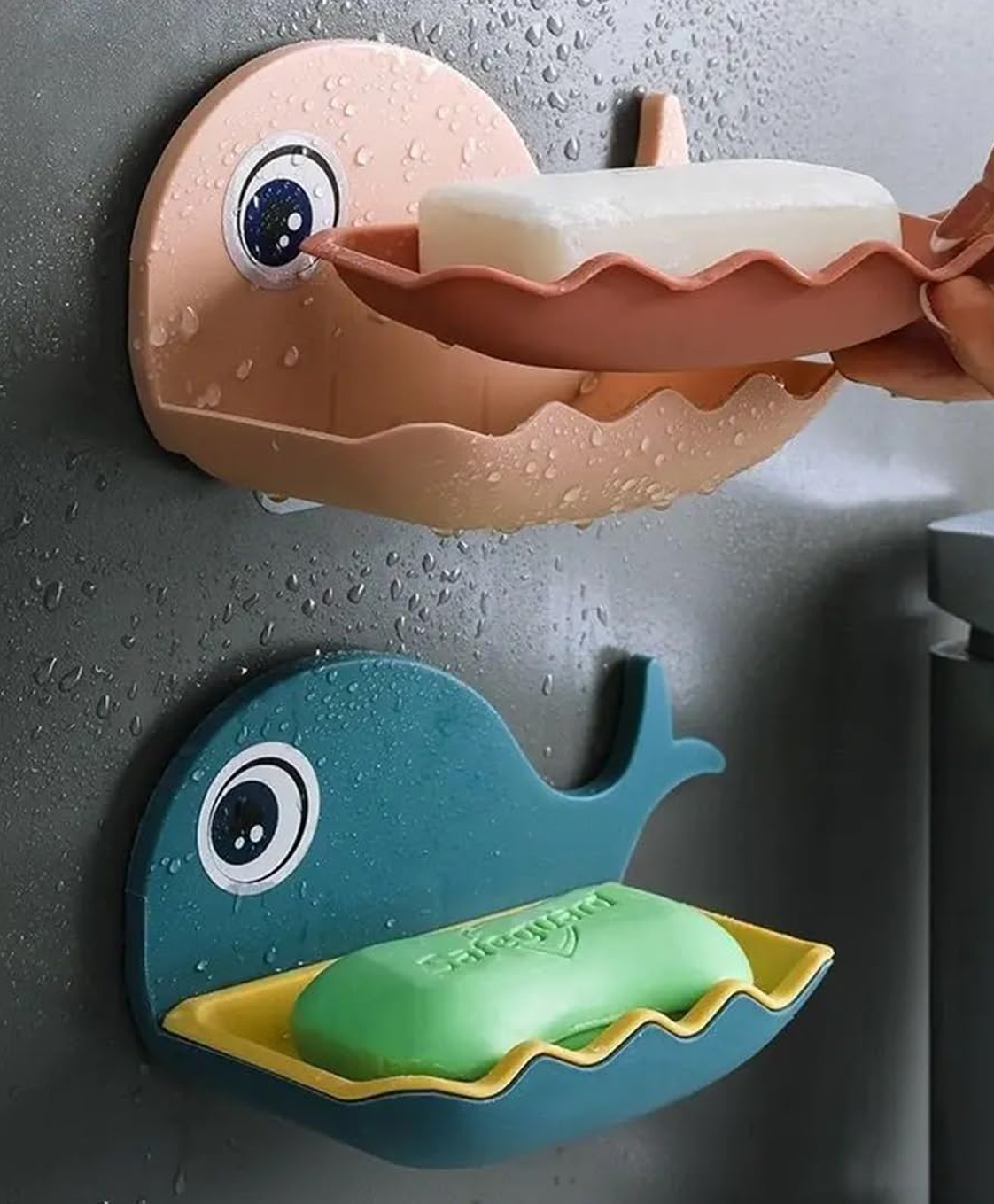 Funeiko Fish Design Soap Case with Wall Mounted StickerPack of 2 Random Color-image-9