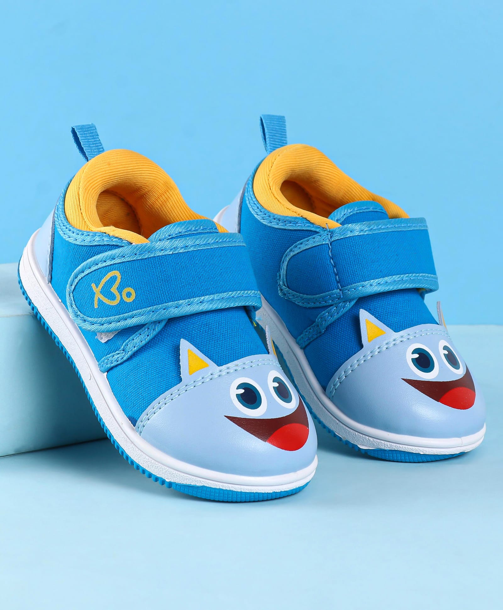 Babyoye Velcro Closure with Animal Face Print Casual Shoes - Blue & Light Blue-image-9
