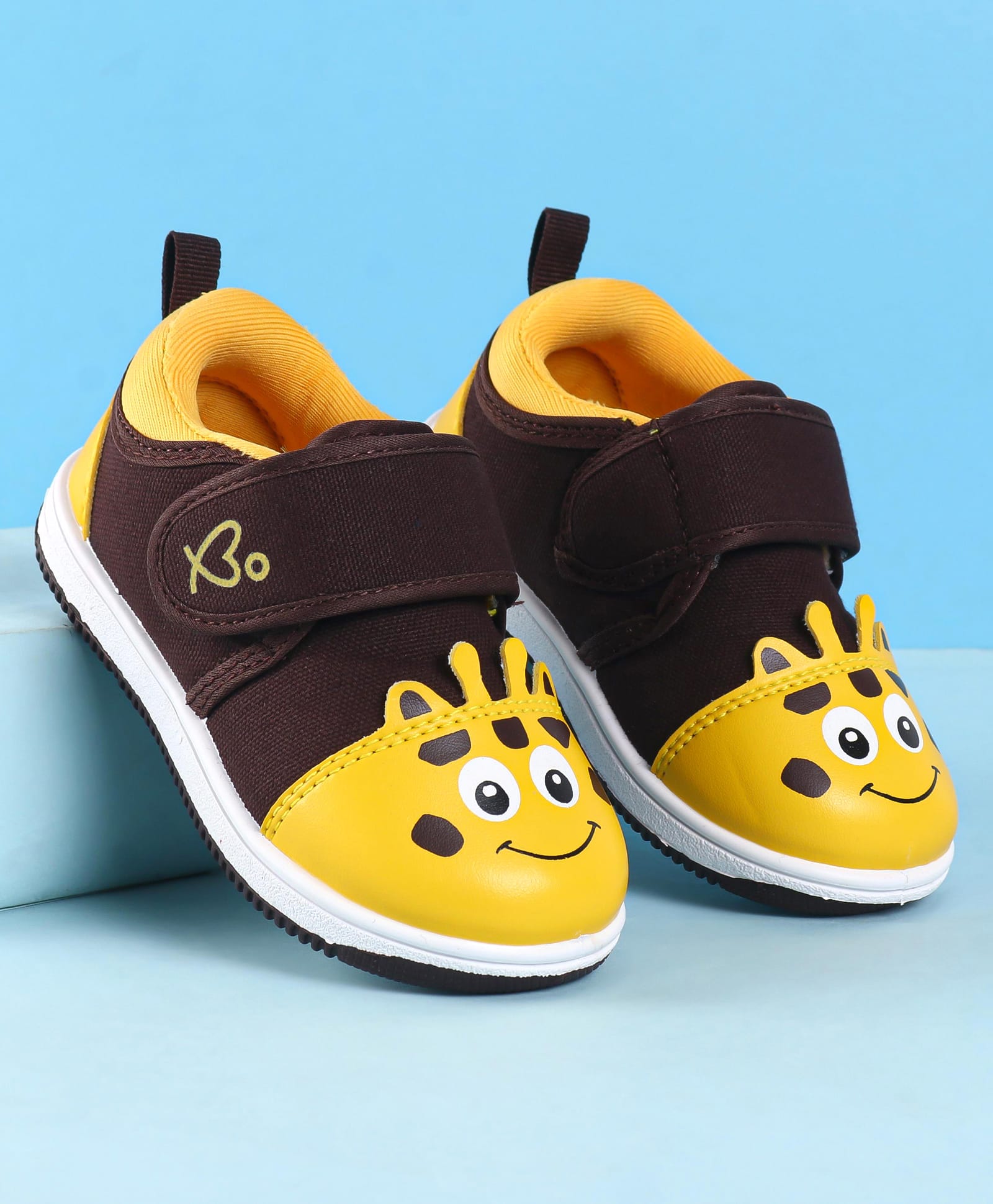 Babyoye Velcro Closure Giraffe Face Print Casual Shoes - Yellow Brown-picture-12