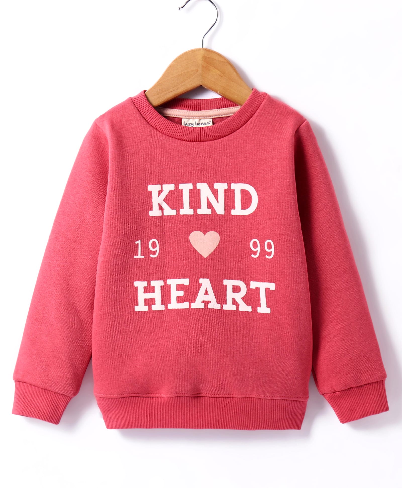 Lazy Bones Fleece Knit Full Sleeves Sweatshirt With Text Print - Dark Pink-picture-23