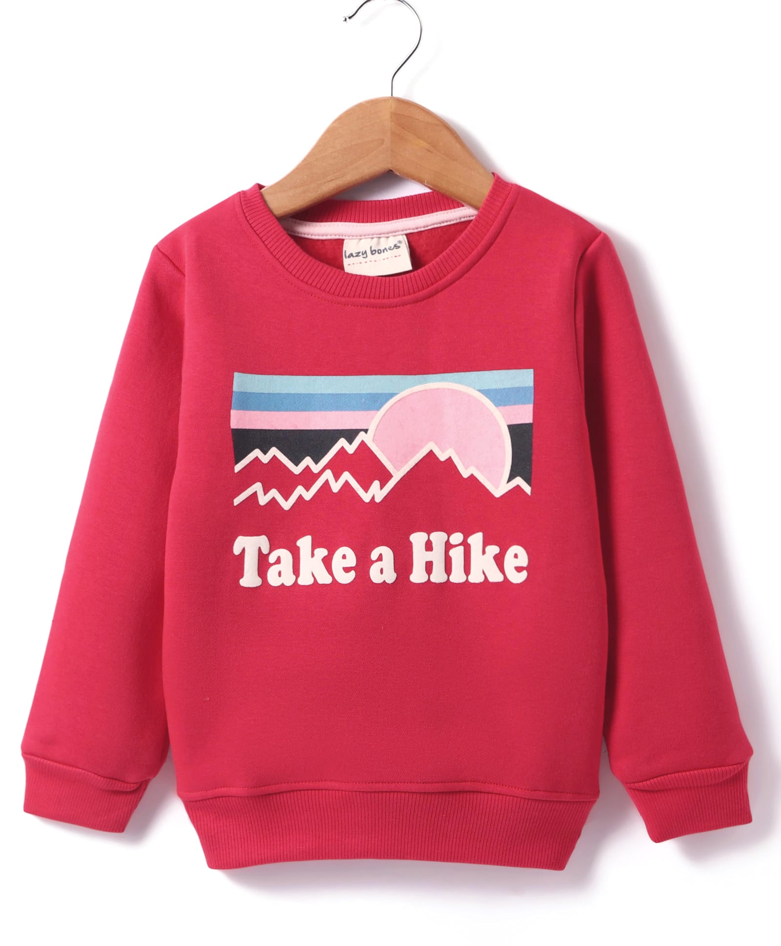 Lazy Bones Fleece Knit Full Sleeves Sweatshirt With Text Print - Red-picture-16