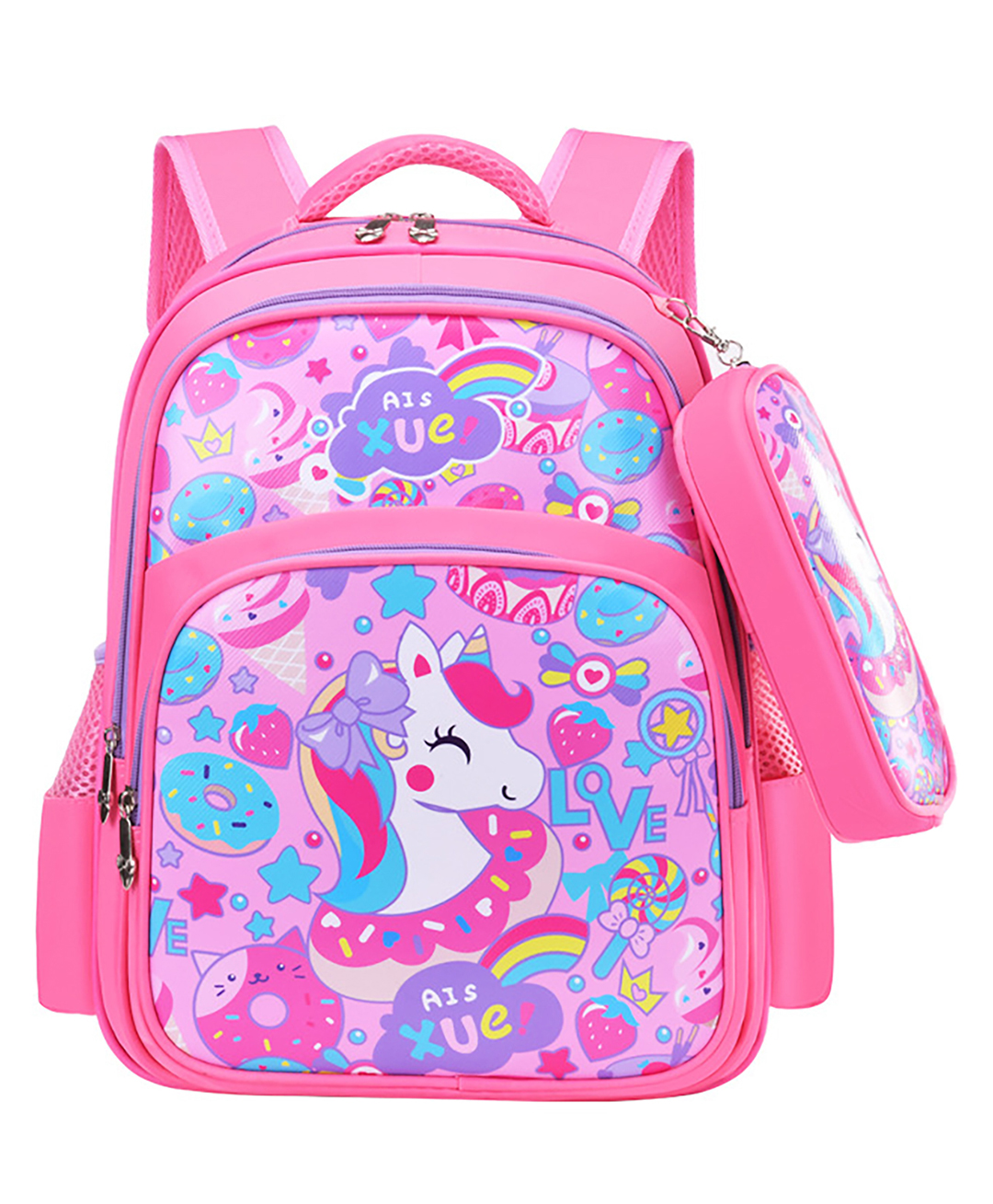 SYGA Kids School Bag Cute Cartoon Design Large Backpack With Pencil Case Suitable for Primary School Student- Height 16.53inch (Unicorn)-image-16