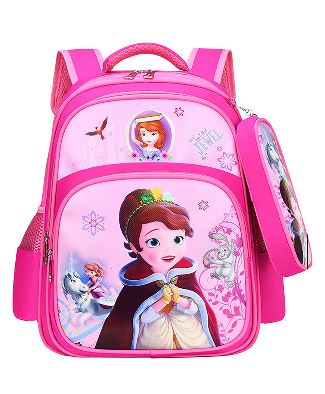 SYGA Kids School Bag Cute Cartoon Design Large Backpack With Pencil Case Suitable for Primary School Student- Height 16.53inch (Red Sofia)-image-24