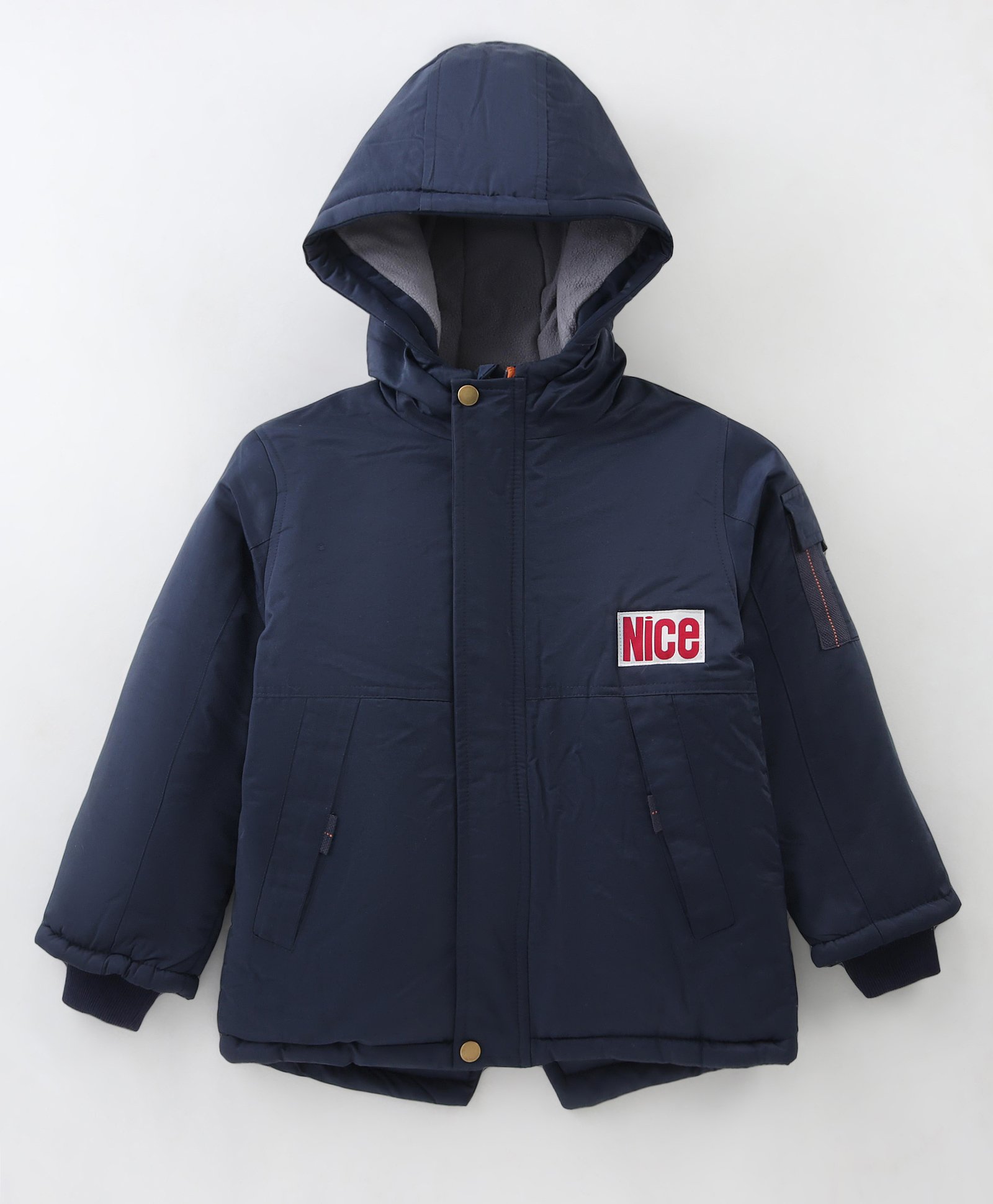 Kookie Kids Full Sleeves Hooded Winter Jacket With Solid Colour - Navy Blue-image-11