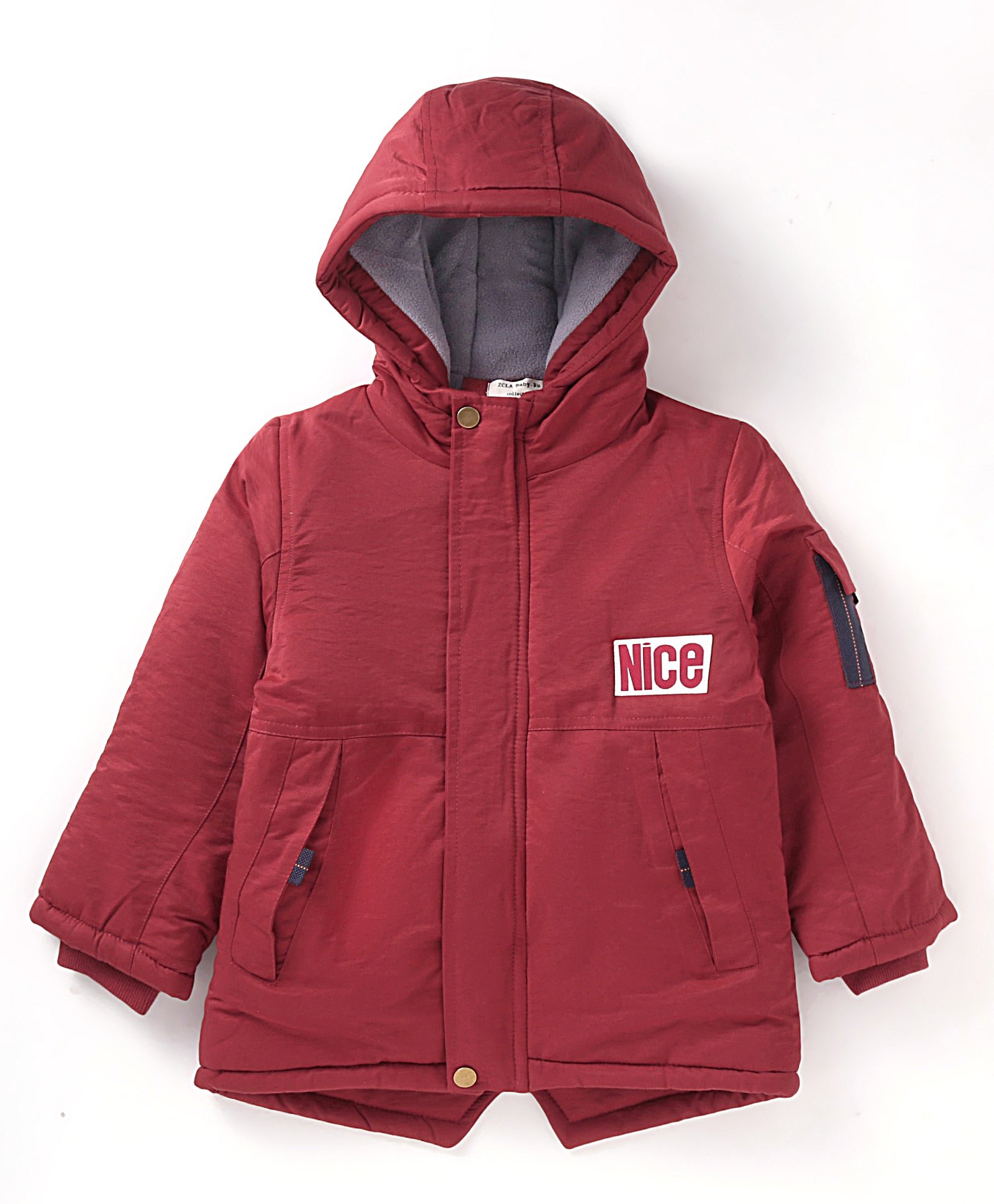 Kookie Kids Full Sleeves Hooded Winter Jacket With Solid Colour - Maroon-picture-13