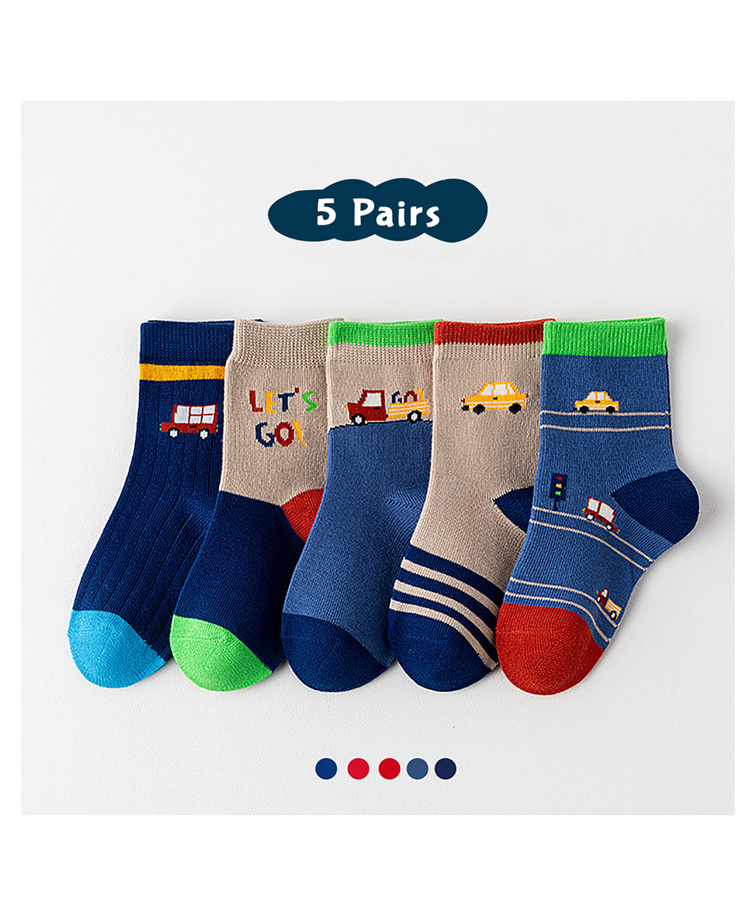 SYGA Set Of 5 Cotton Printed Socks - Multicolor-picture-17