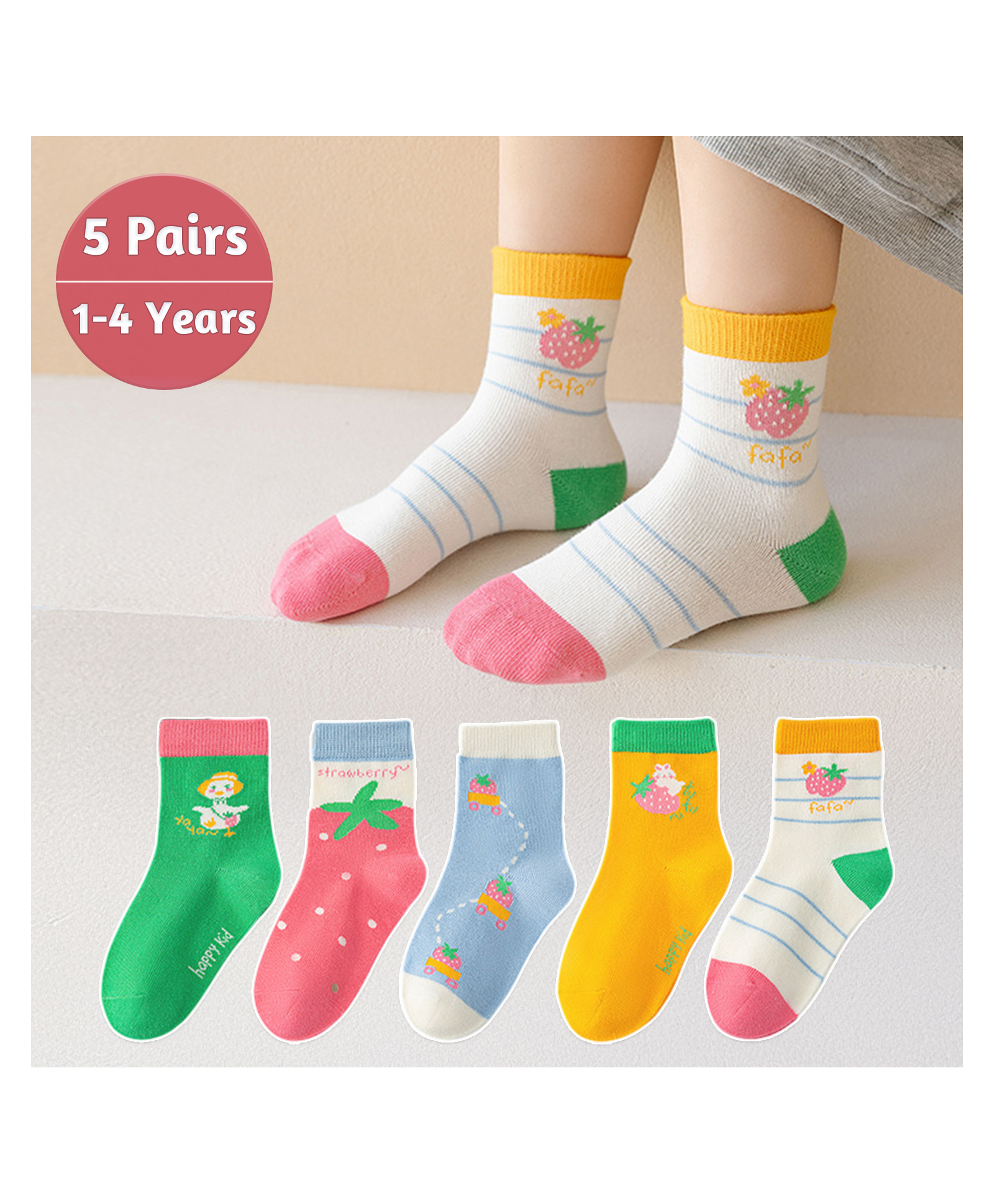 SYGA Set Of 5 Cotton Printed Socks - Multicolor-picture-11