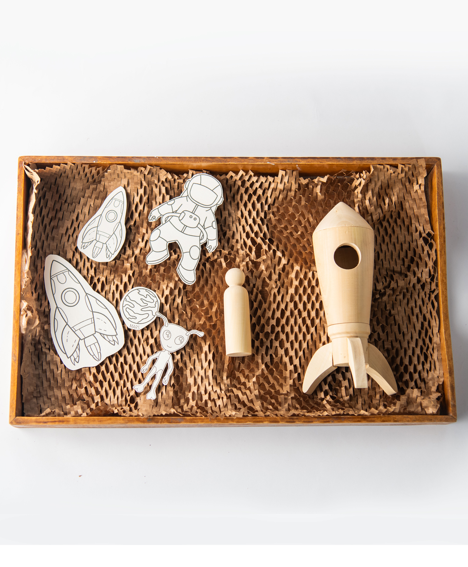 Toy Trunk Pvt Ltd - Space Adventure Rocket - This toy box contains a wooden rocket and DIY paper activity sheets.-image-42