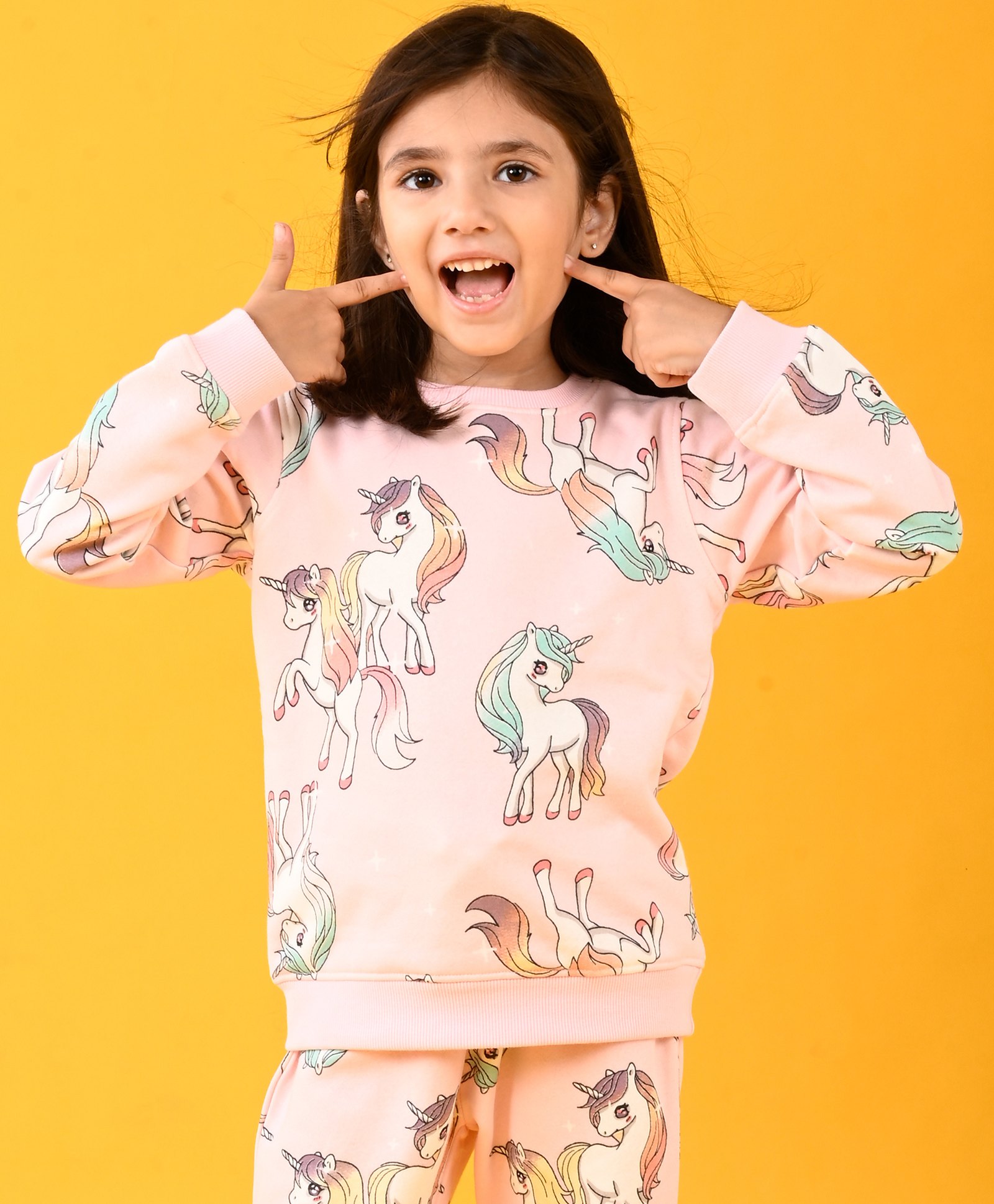 Anthrilo Fleece Full Sleeves Unicorn Star Printed Sweatshirt - Pink-picture-10