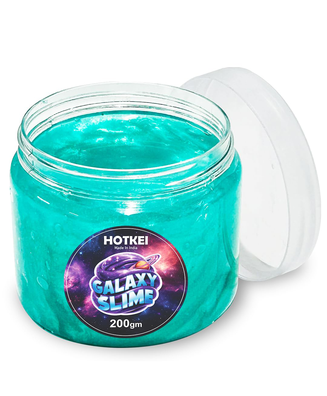 HOTKEI (200 gm) Green Galaxy Slime for Kids DIY Fruit Scented Metallic Magic Toy Slimy Slime Gel Jelly Putty Art Toys Birthday Gift Box for Boys Girls 3 to 10 Years-picture-11