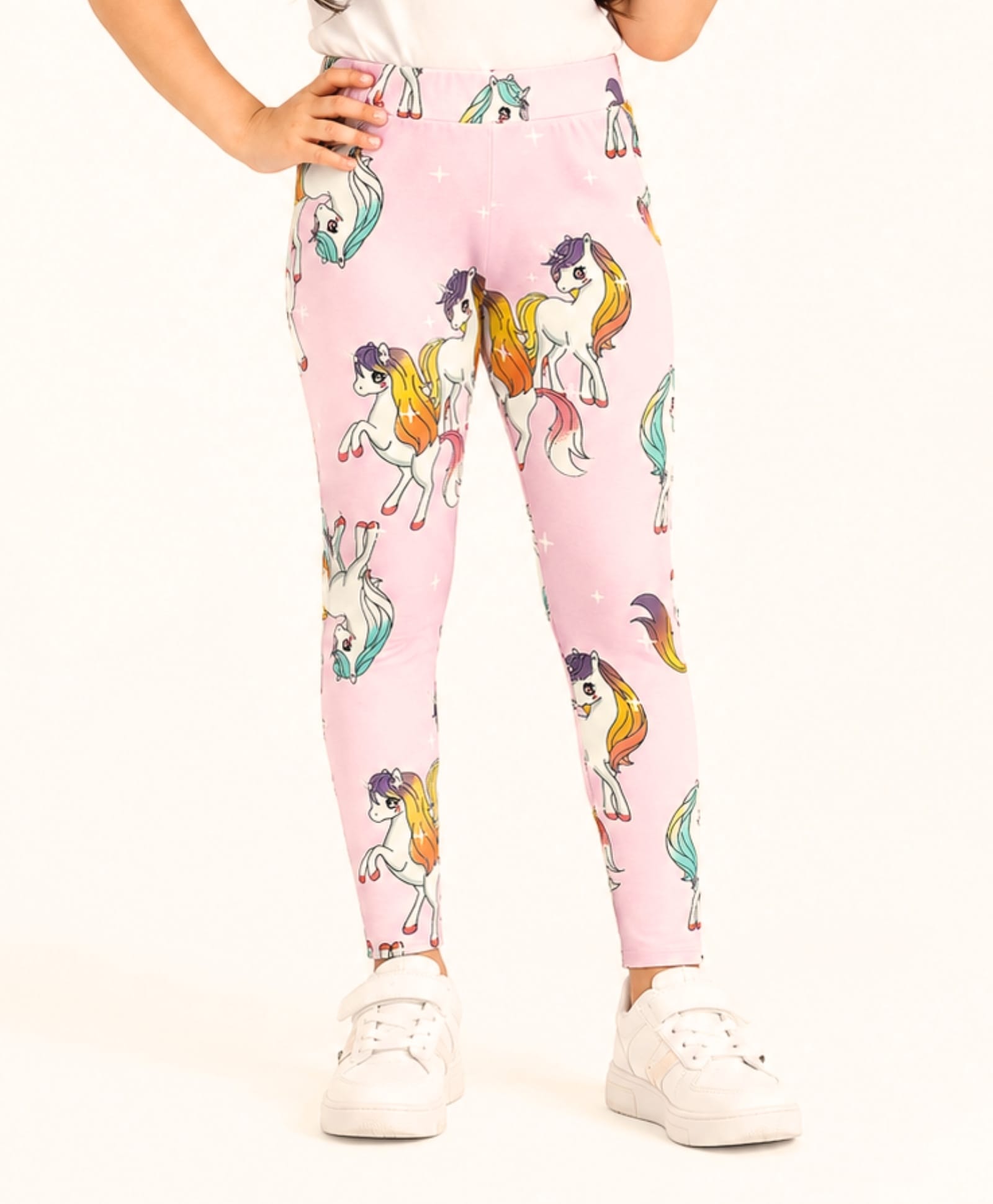 Anthrilo Lycra Unicorn Star Printed Legging - Pink-image-5