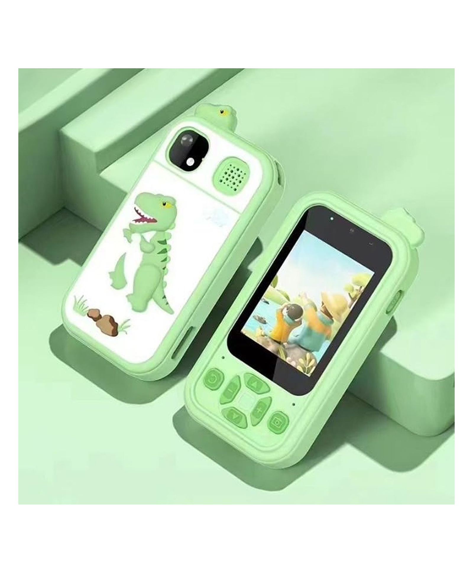 Happy Hues Kids Touchscreen Smartphone Toy with 2.4" Color Screen-1080P- MP3 Music Player- in Built Games & Wallpapers-Dino Green-picture-16