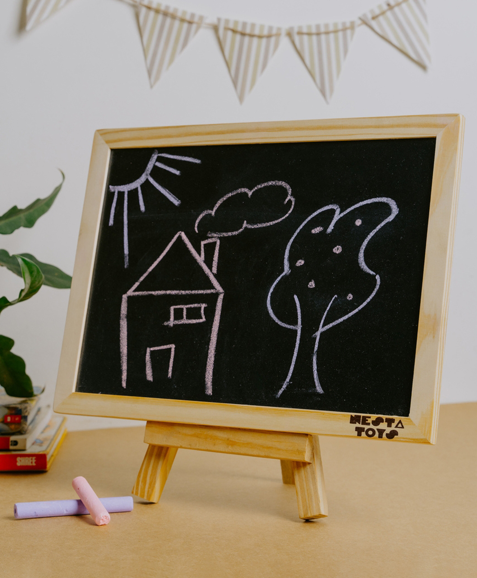 nesta toys Double Sided Framed Chalkboard | Wooden Slate for Kids-picture-27