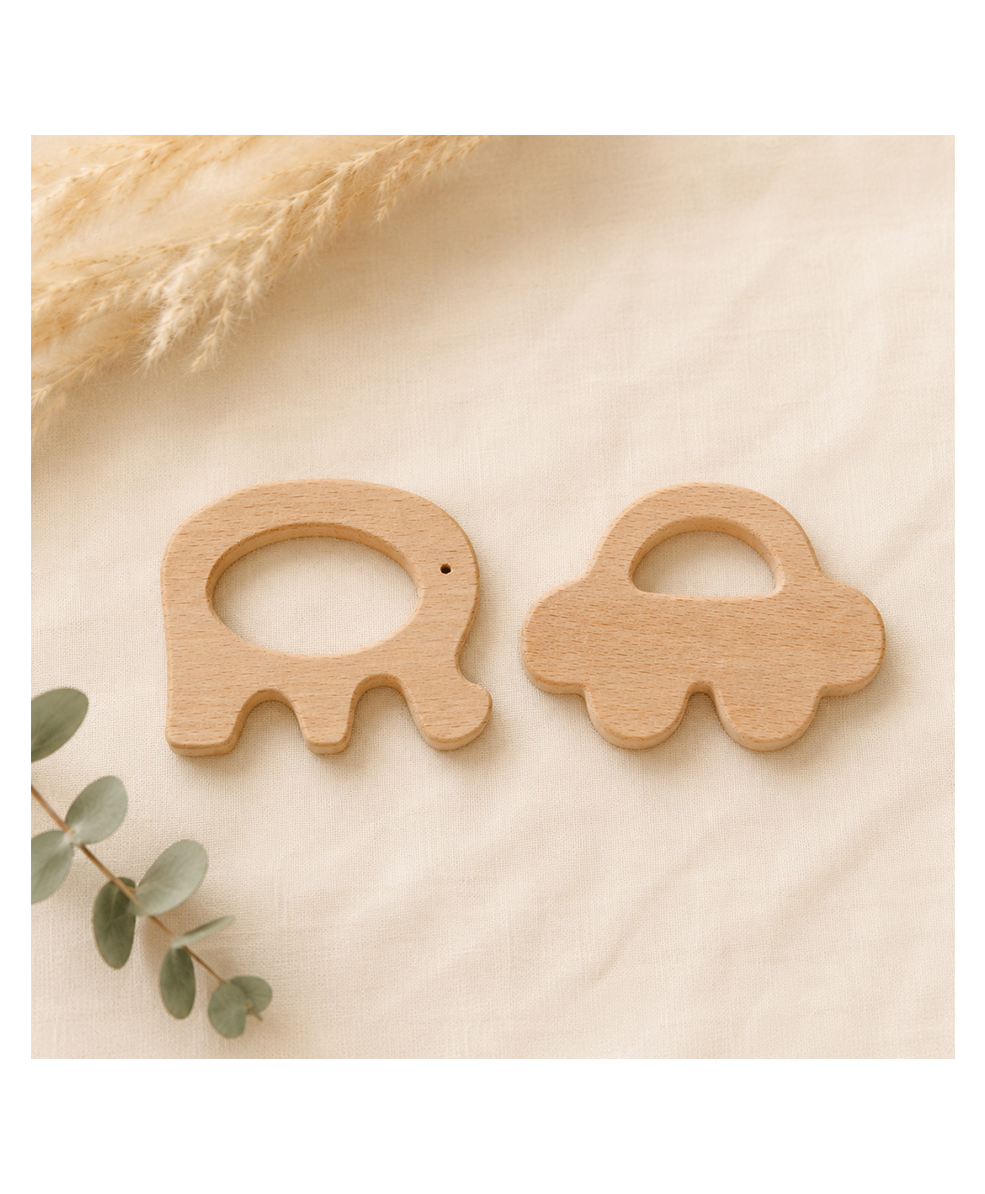 Wooden Car & Elephant Teether Set | Beech Wood Teether for Babies-image-8