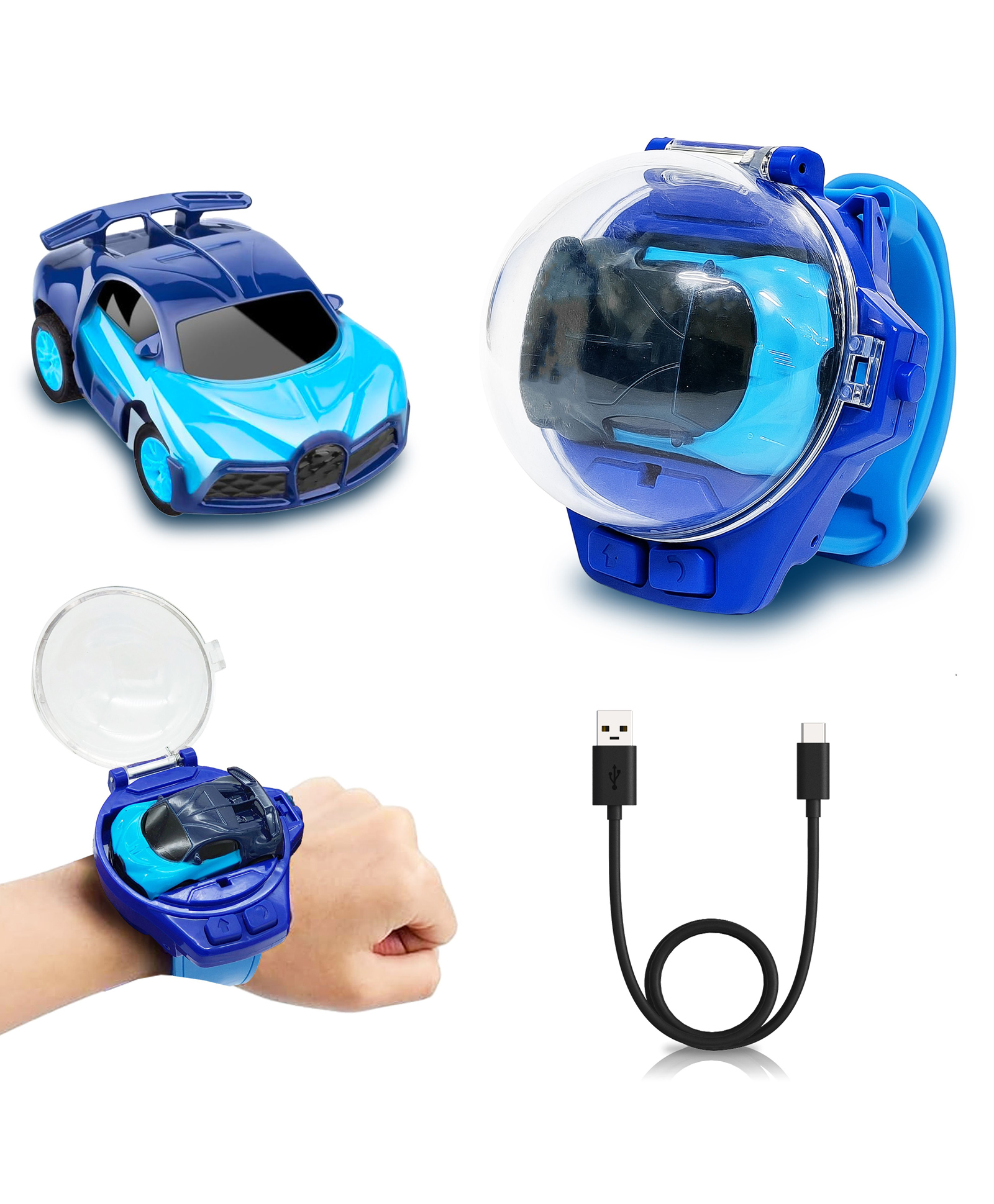 VGRASSP 2 in 1 Rechargeable Mini Car With Wrist Watch Remote Control - The Handy Fun Toy For Kids With Blinking LED Lights, Silicone Strap, Dust Cover - Color May Vary-image-31