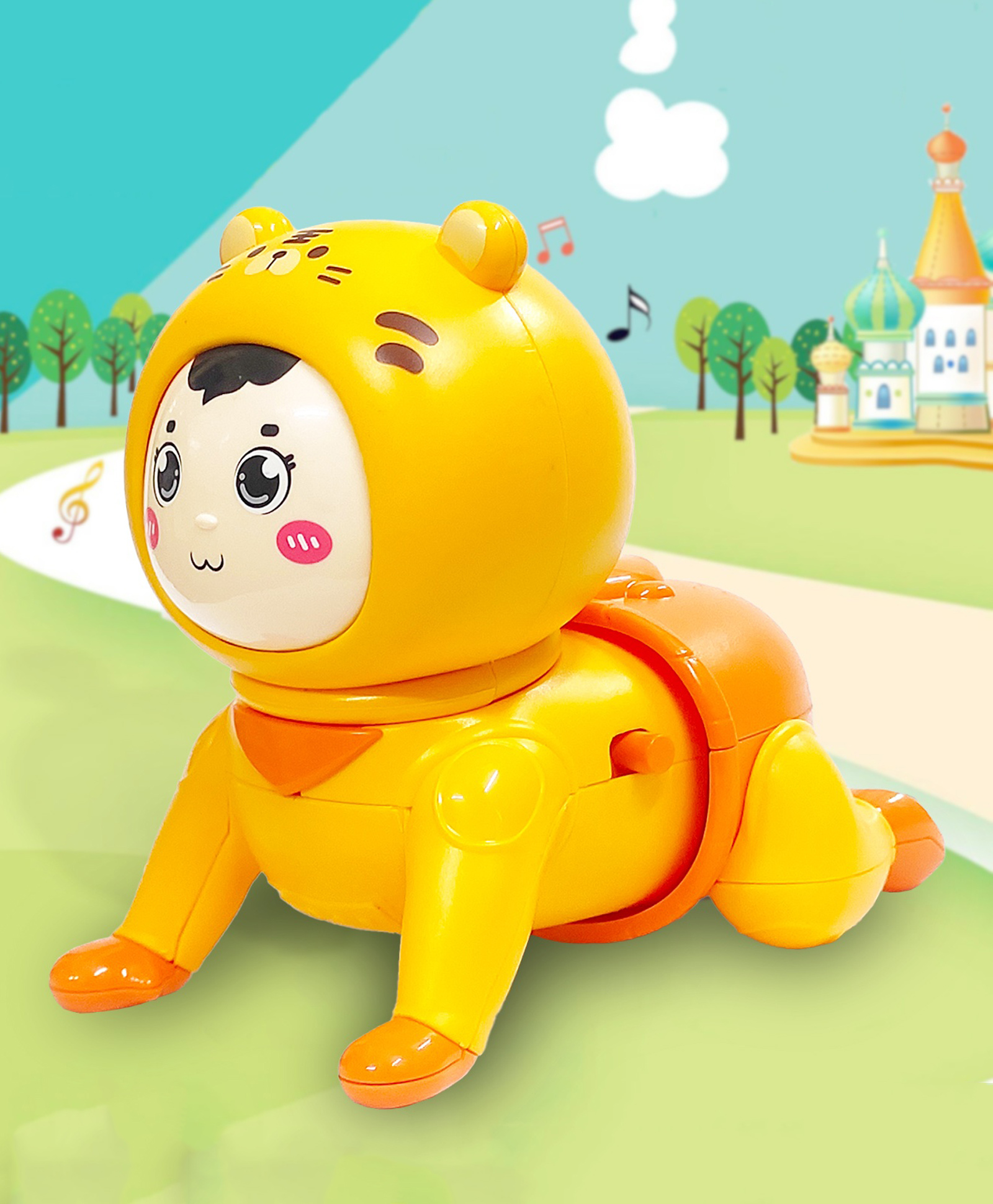 VGRASSP Mini Crawling Baby Doll Toy for Kids, Infants and Toddlers with Cute Baby Sound and Dynamic Music - Battery Operated Cute and Adorable Color and Design May Vary - Length 12 cm-image-25