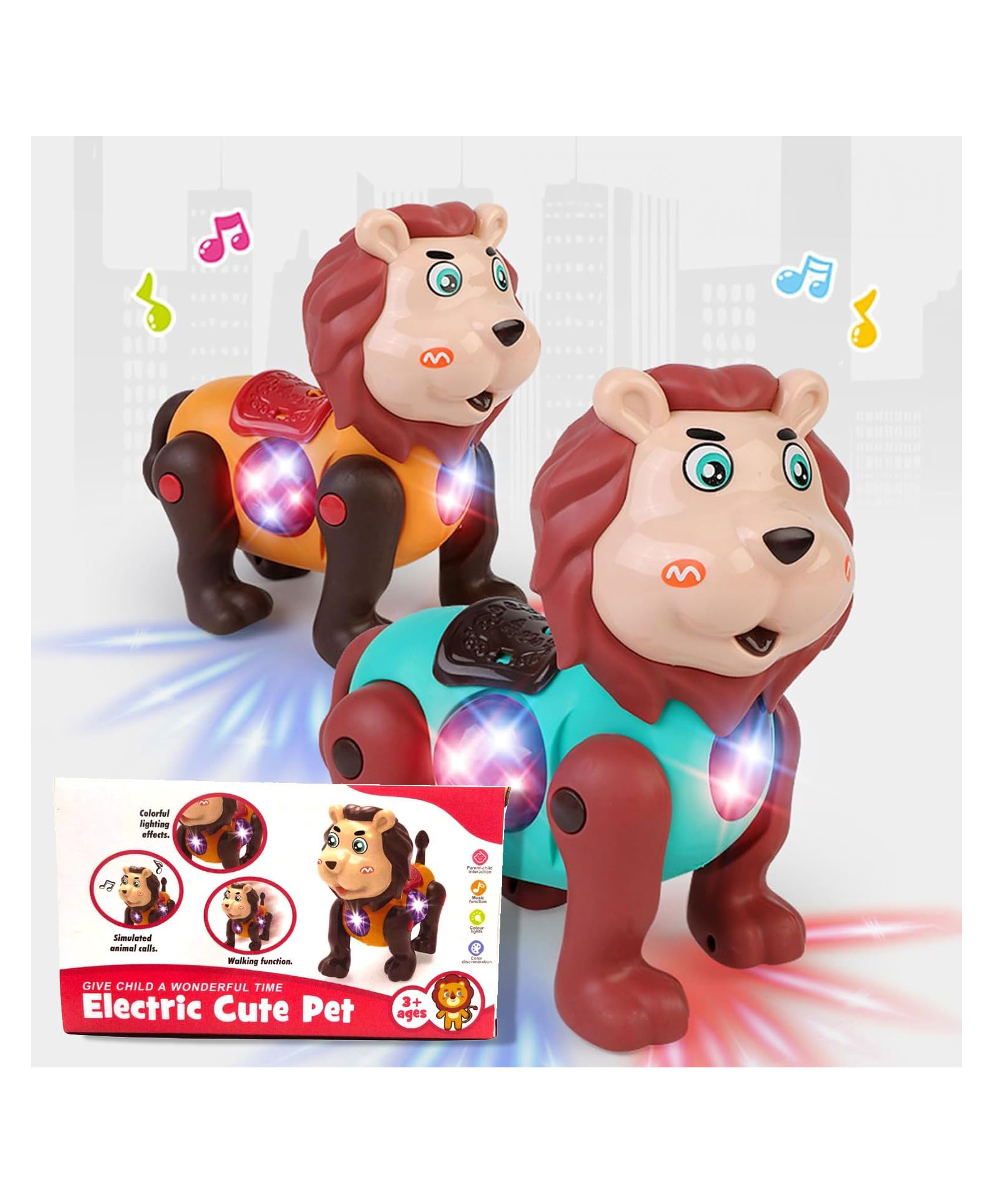 Kids Mandi Walking Lion Toy with Lights & Sounds | Moving Animal Toy for Kids | Interactive Realistic Movement Toys | Battery Operated Fun Pet for Toddlers-picture-12