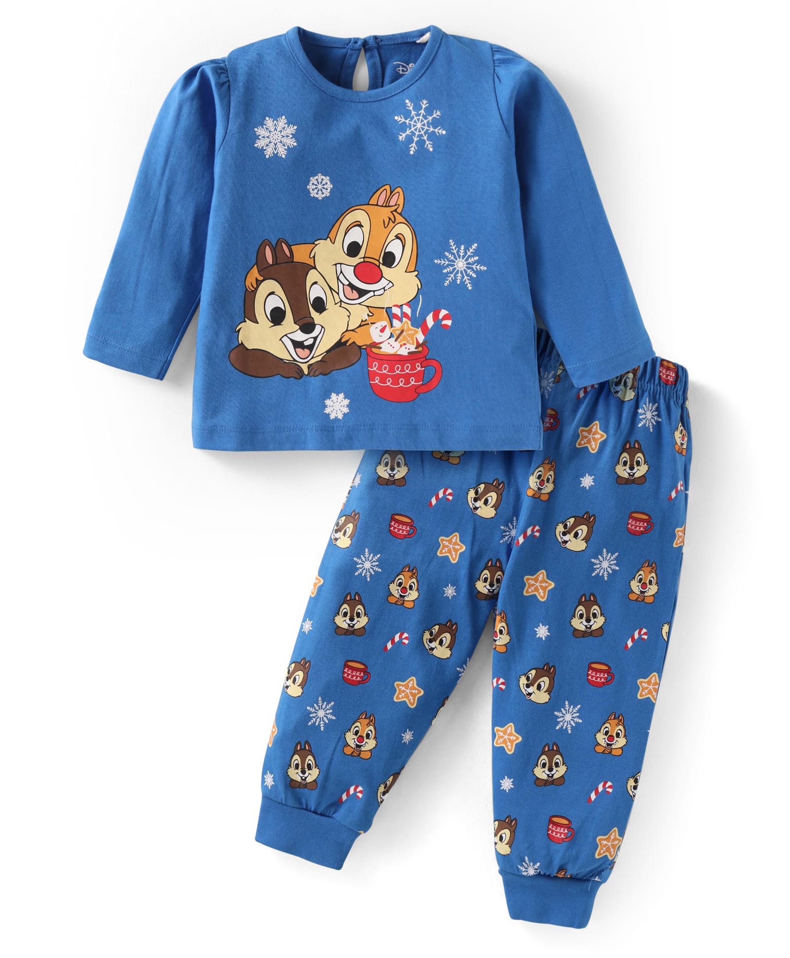 Babyhug Disney Single Jersey Knit Full Sleeves Night Suit With Chip N Dale Graphics - Blue-picture-38