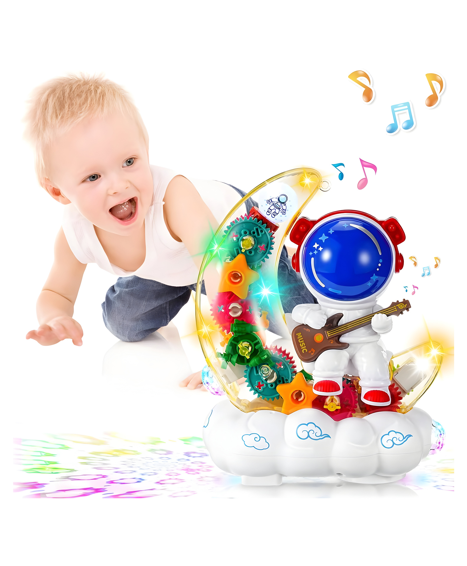 NEGOCIO Astronaut Light Toy for Kids - Interactive Rotating Space Light with Musical Features | Fast Moving Colorful Moon Astronaut Baby Toy with Guitar| Best Toy - PACK OF 1 - COLOR MAY VARY-image-48