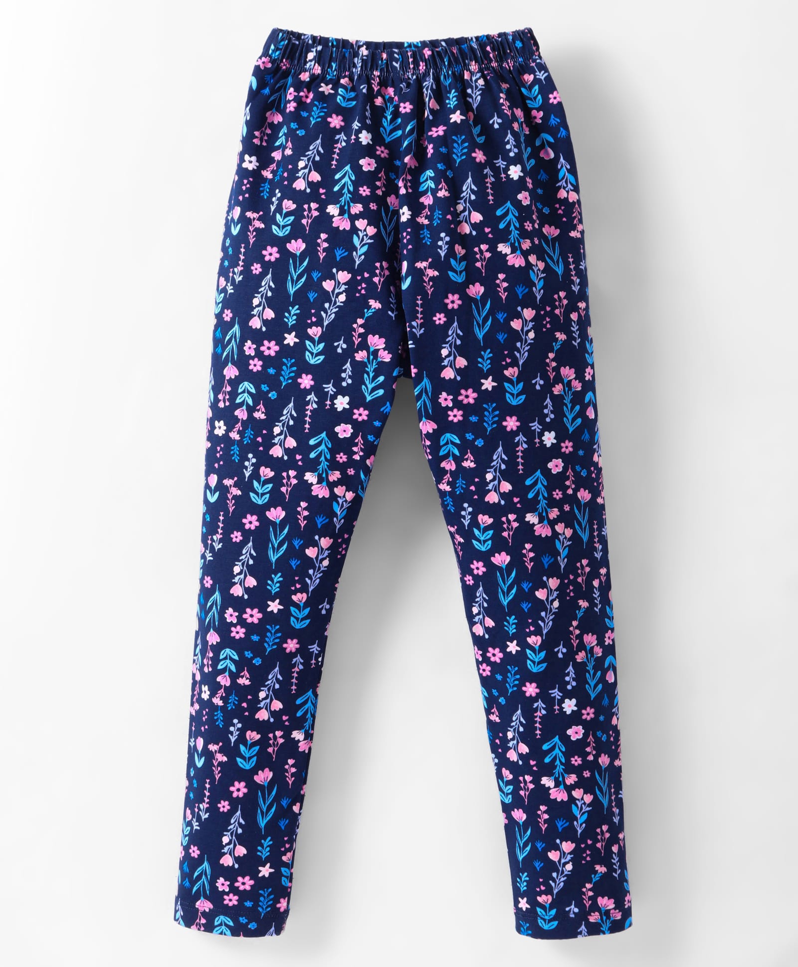 Simply Cotton Lycra Knit Full Length Floral Printed Legging - Navy Blue-image-20