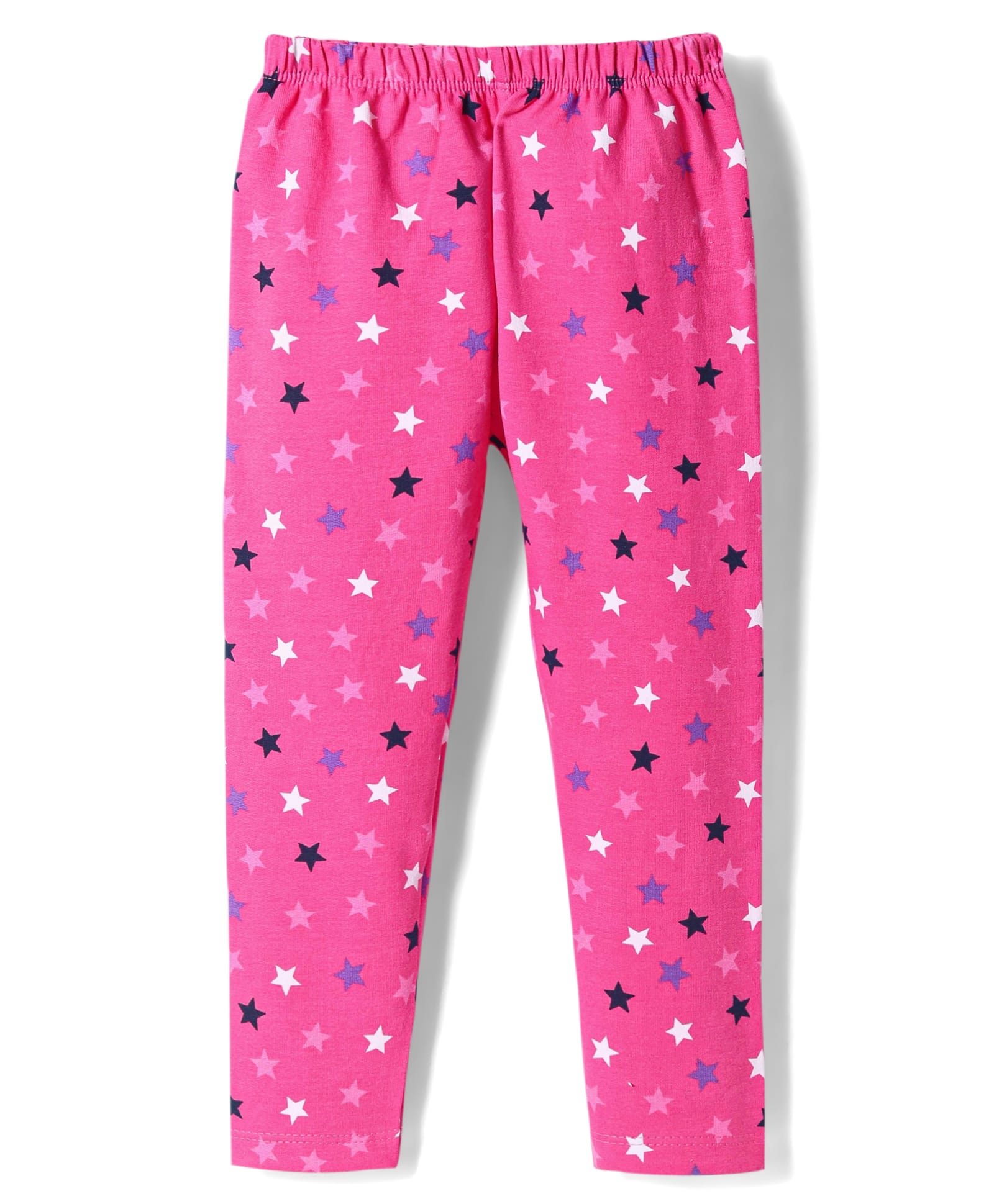 Simply Cotton Lycra Knit Full Length Star Printed Leggings - Dark Pink-image-49