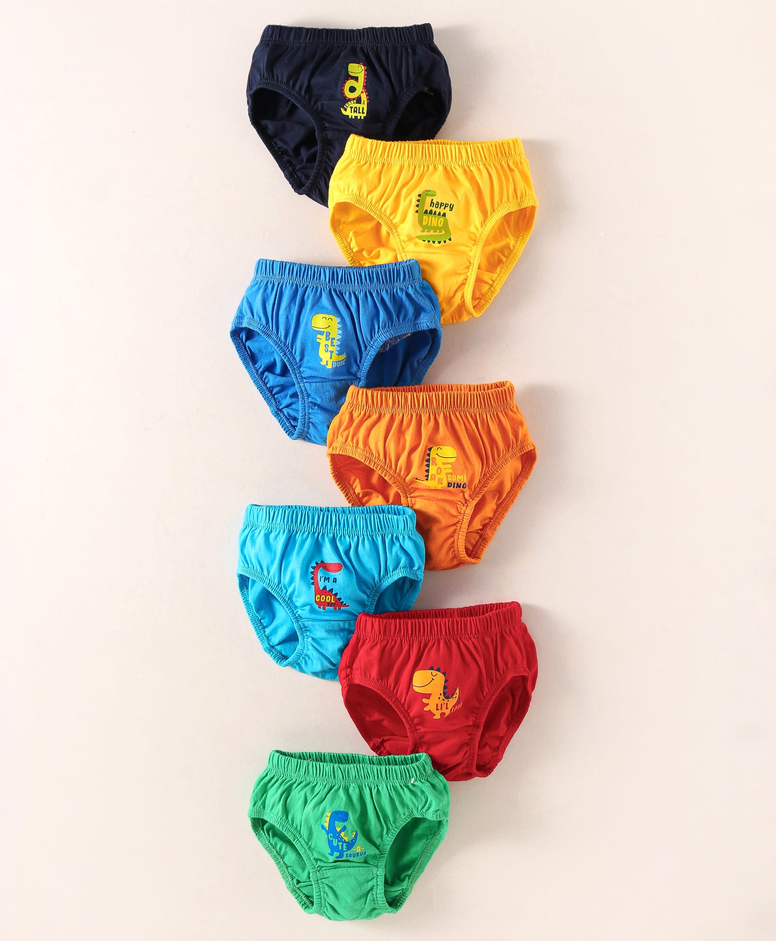Simply Interlock Knit Dino Prints Briefs Pack of 7 - Blue Green & Red-image-35