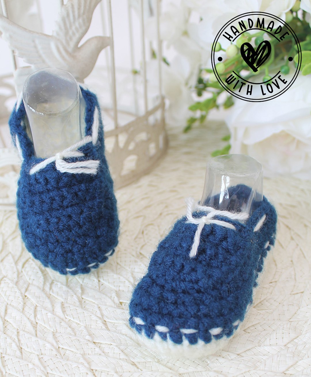 Woonie Colour Blocked Handmade Crochet Booties - Blue-picture-11
