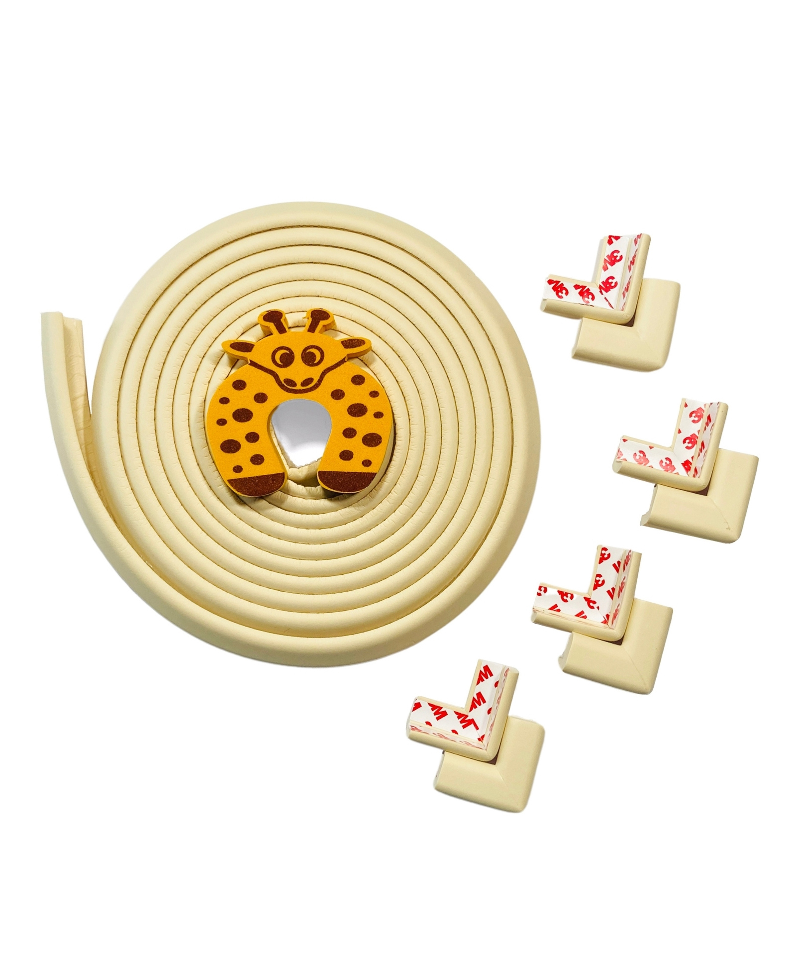 BabySafeHouse Edge Guard and Corner ProtectorExtra Long 19ft (16.5ft Edge + 8 Pre-Taped Corner Guards) and Giraffe Shape Door Stopper (Beige Color) for Baby Proofing & Child Safety-image-47