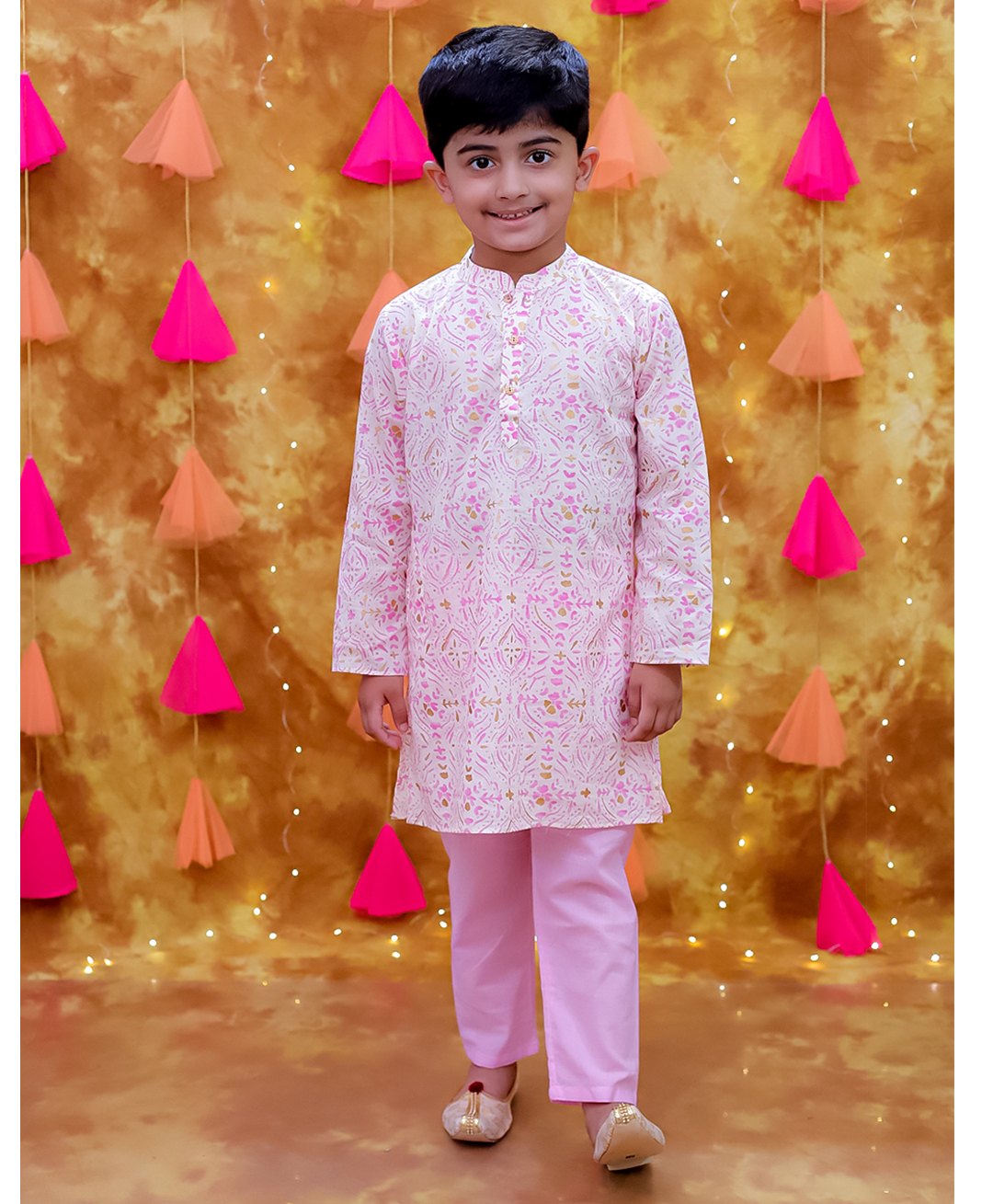 KID1 Full Sleeves Floral Printed Kurta With Solid Pyjama Set - Pink-image-39