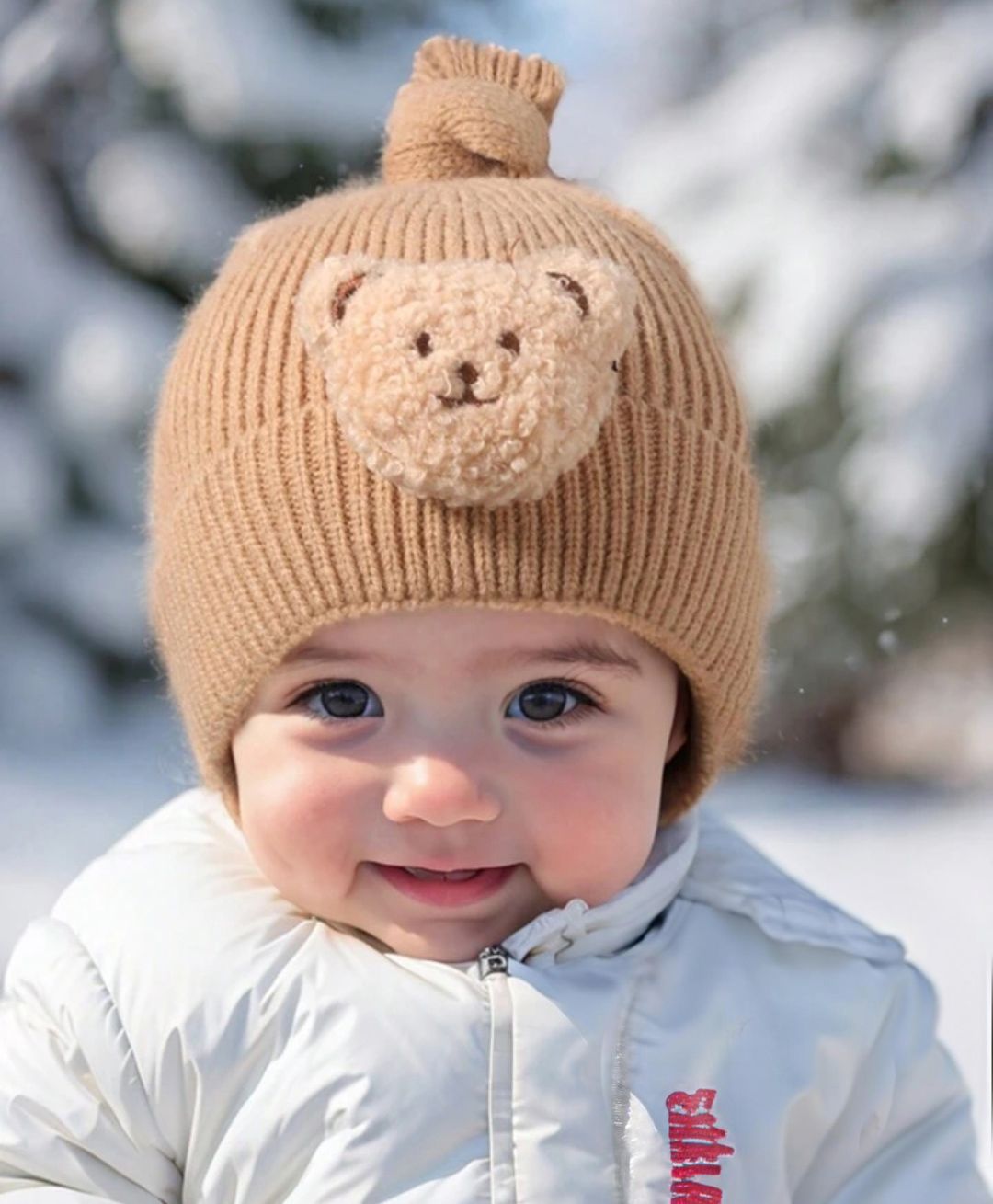 Ziory Bear Design Winter Cap -Brown-image-33