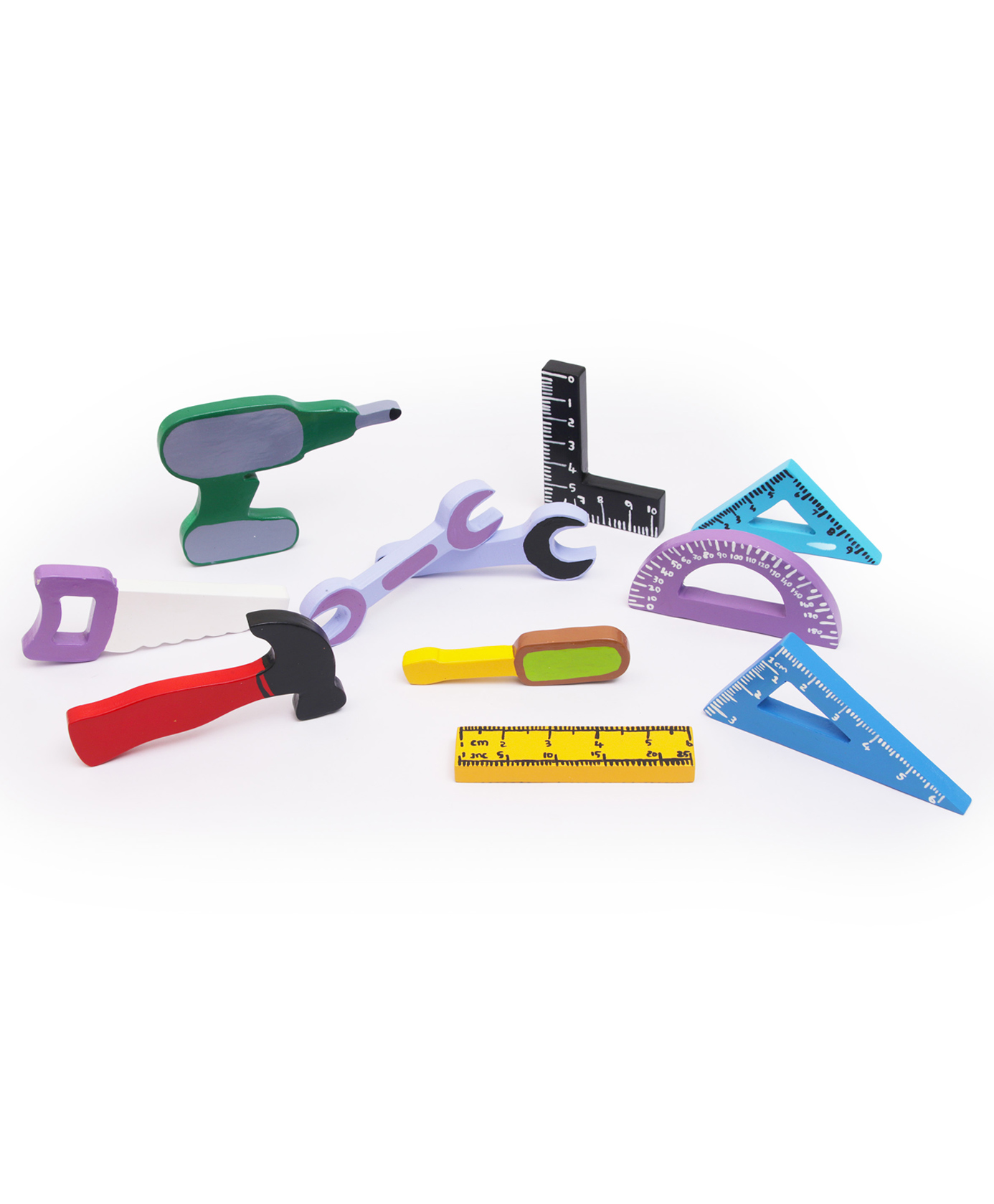OPA Toys Wooden Carpenter Tool set (11 Pieces)-Pretend Play Portable Construction Tools Kit Toys for Kids-image-34