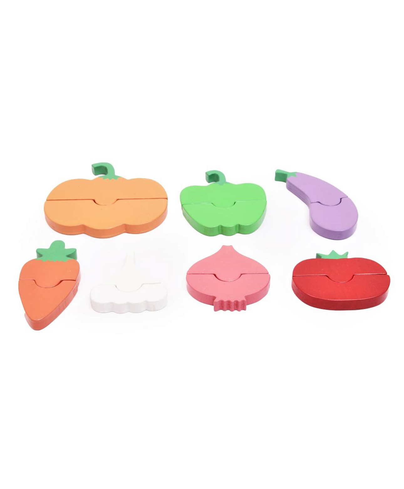 OPA Toys Vegetables set - Pumpkin , Capsicum, Brinjal, Carrot, Onion ,Tomato, Garlic(7 Pieces) -Pre-School Toys for Kids - Educational Puzzle-picture-22